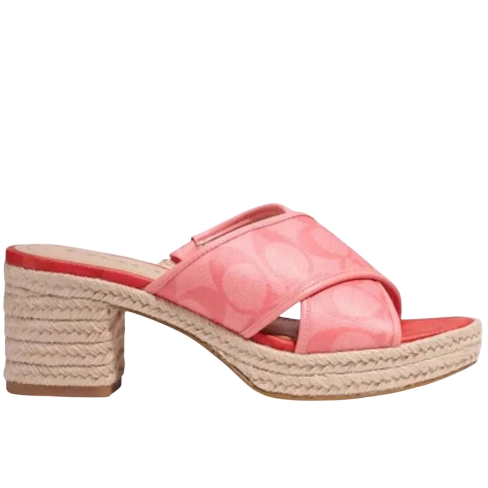 COACH ESPADRILLE SLIDE-ON SANDALS SLOAN IN PINK LEMONADE SIZES 10 & 11 AVAILABLE