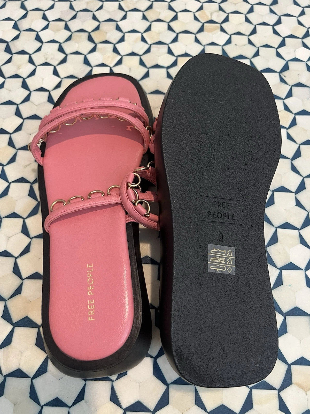 Free people pink Midas Touch Platform Sandals size 9 NWOB