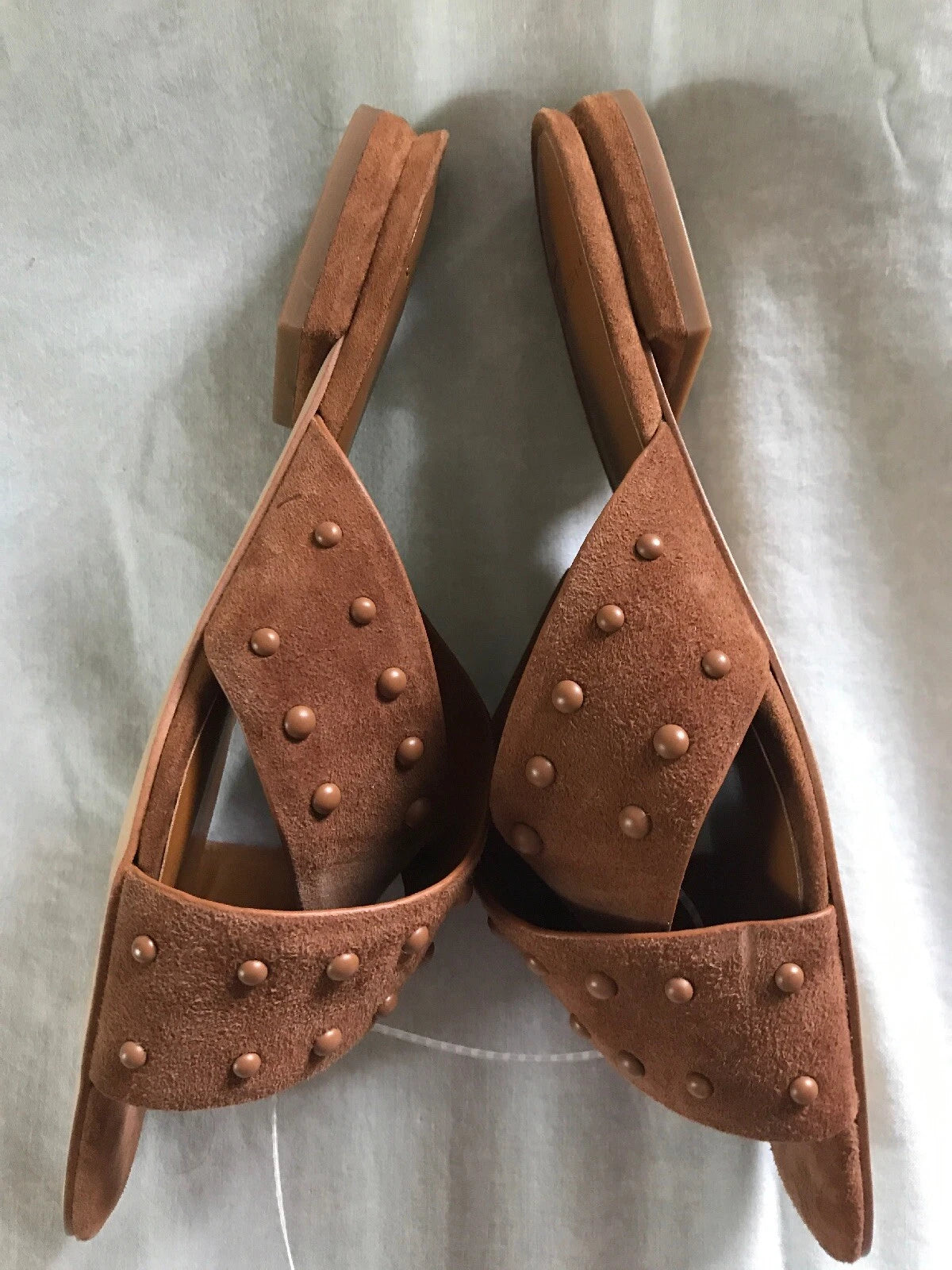 H by Halston Designer Nora Slide Sandals Studded Dress Square Toe, Size 7.5