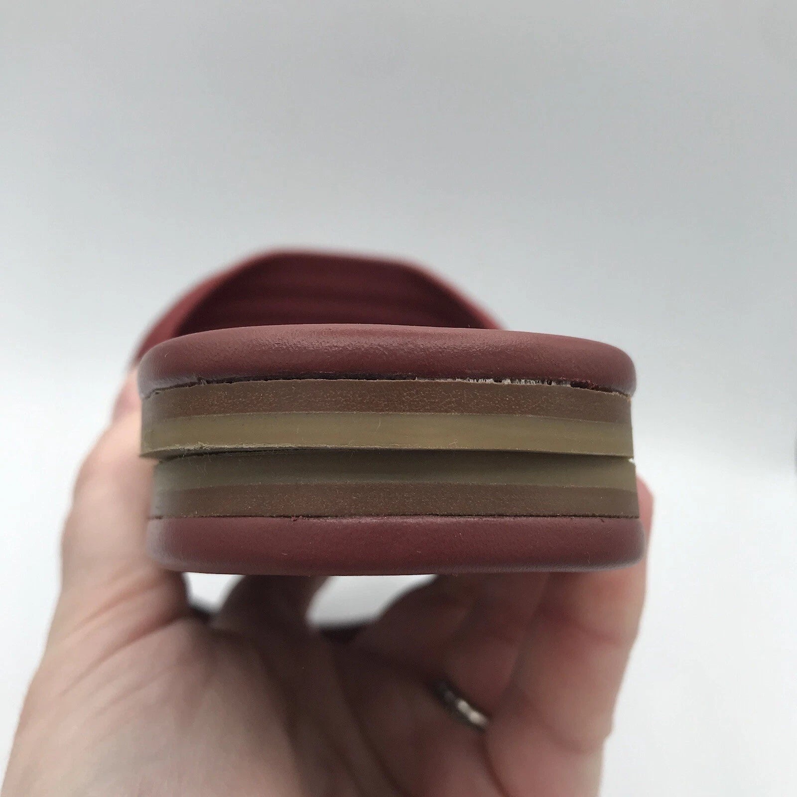 Rothy's Flat Sandals Women's 10 Sangria Red Triple Band Slides Retired Style EUC