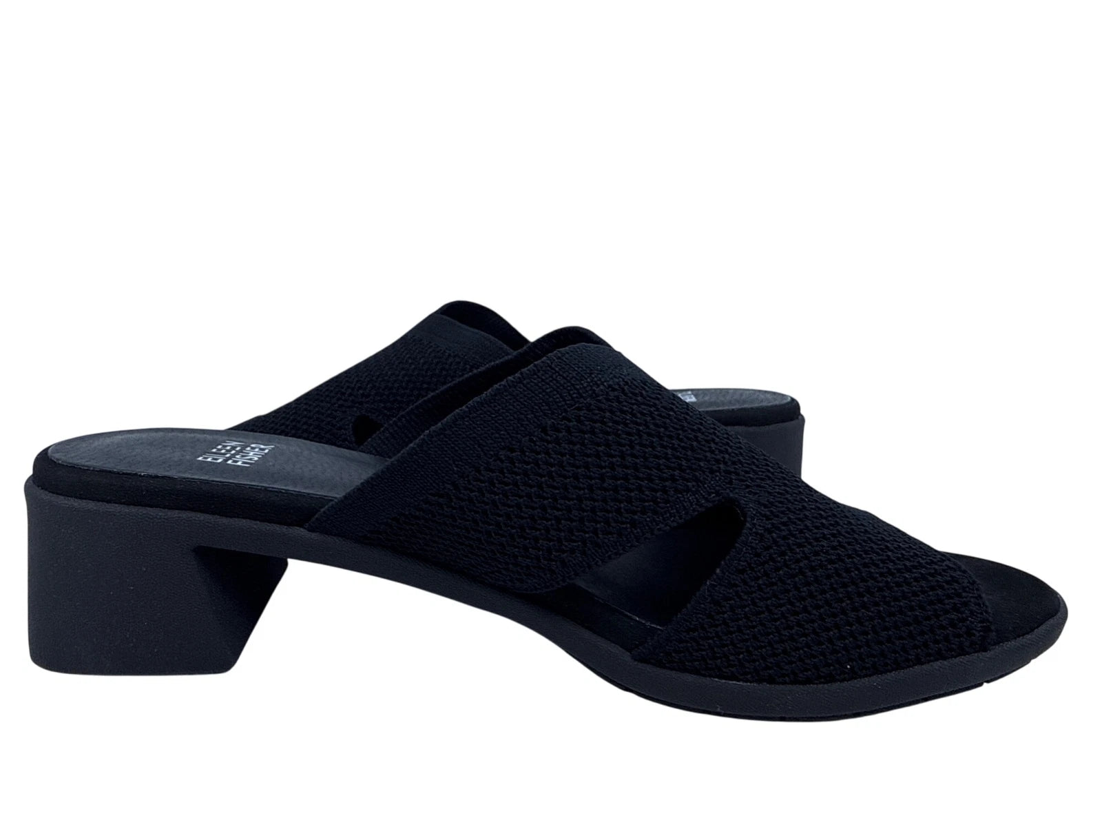 Eileen Fisher Womens Naja Stretch Knit Block Heel Slide Sandals 8.5 M Black
