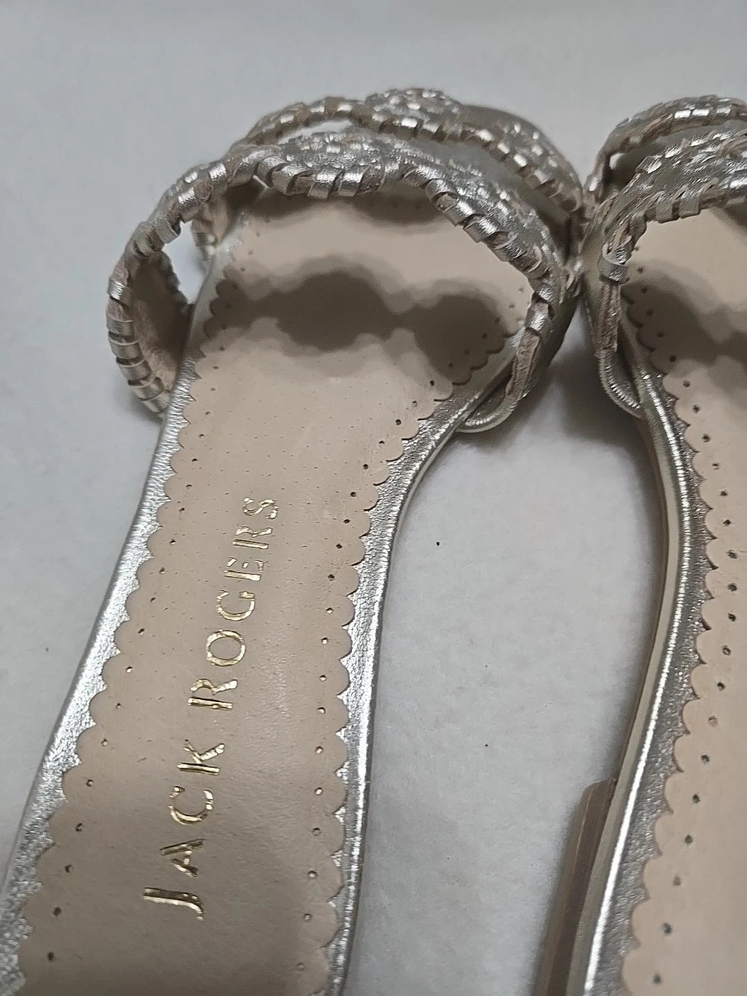 Jack Rogers Leather Slide Sandals Shoes Pale Gold  Women's Size 7M