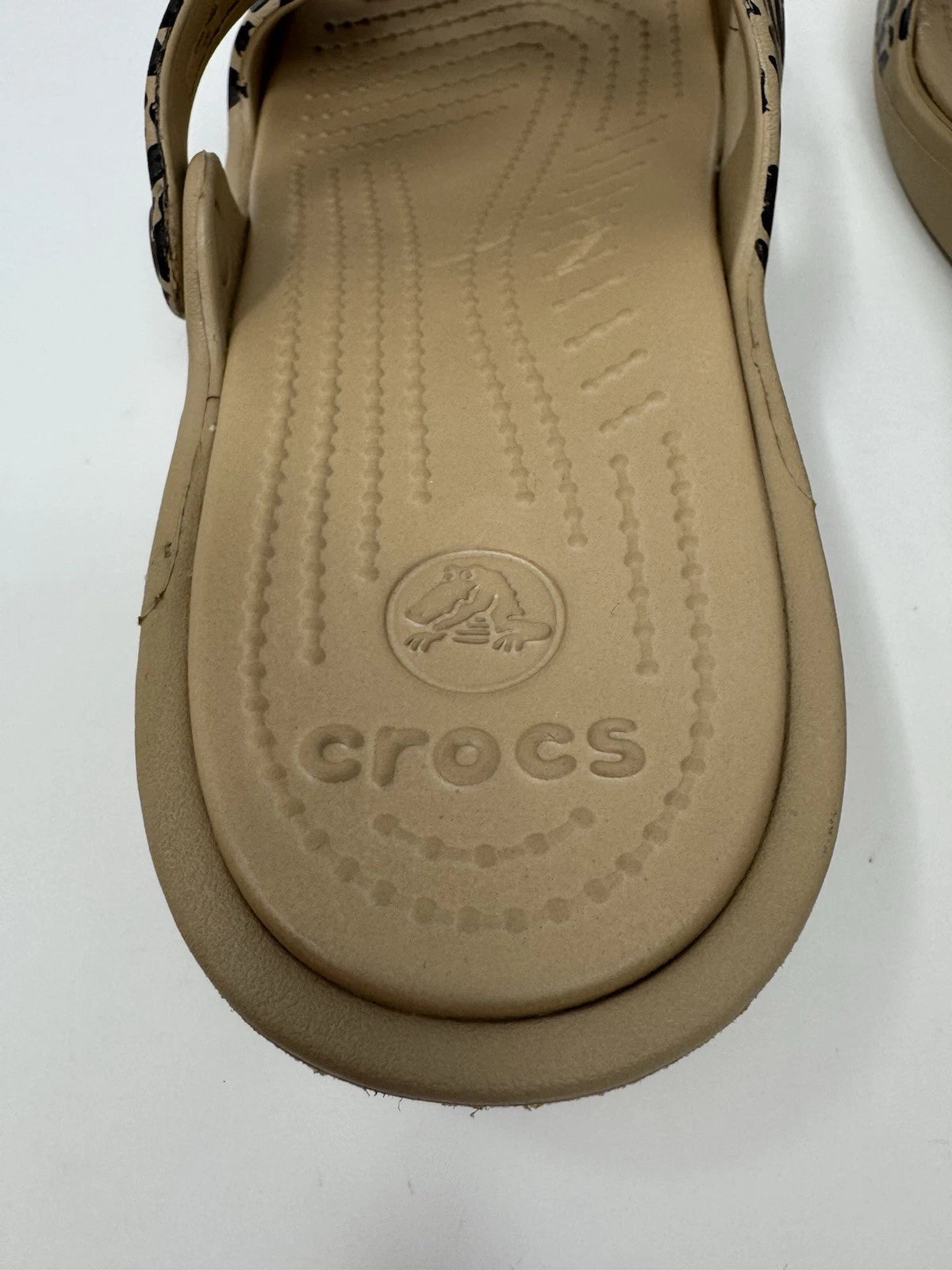Crocs Patricia II Leopard Wedge Tan Slide Sandals W10 Women's Size 10 EUC