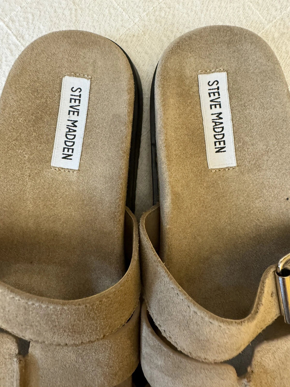 Steve Madden Mayven Suede Slide Sandals Taupe SIze 9.5