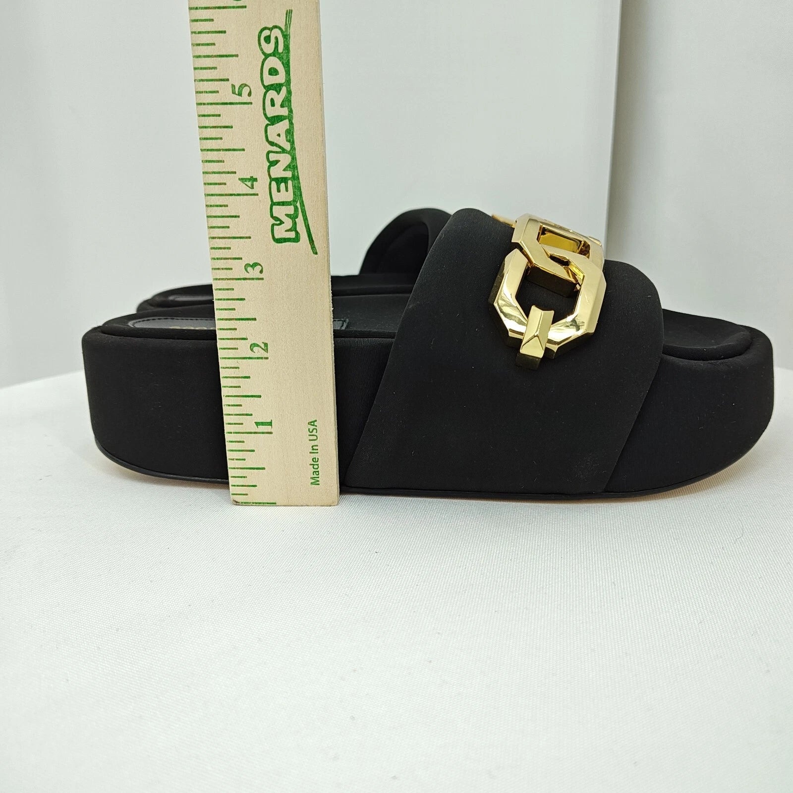 GOOD AMERICAN Chain Platform Slide Neoprene Black Size 8 Fashion Cute Sandals