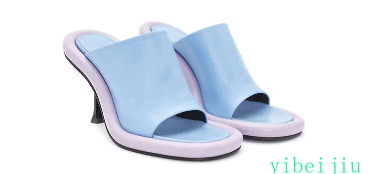 Summer Women's High Spool Heel Mules Dress Slides Slippers Party Sandals Fashion