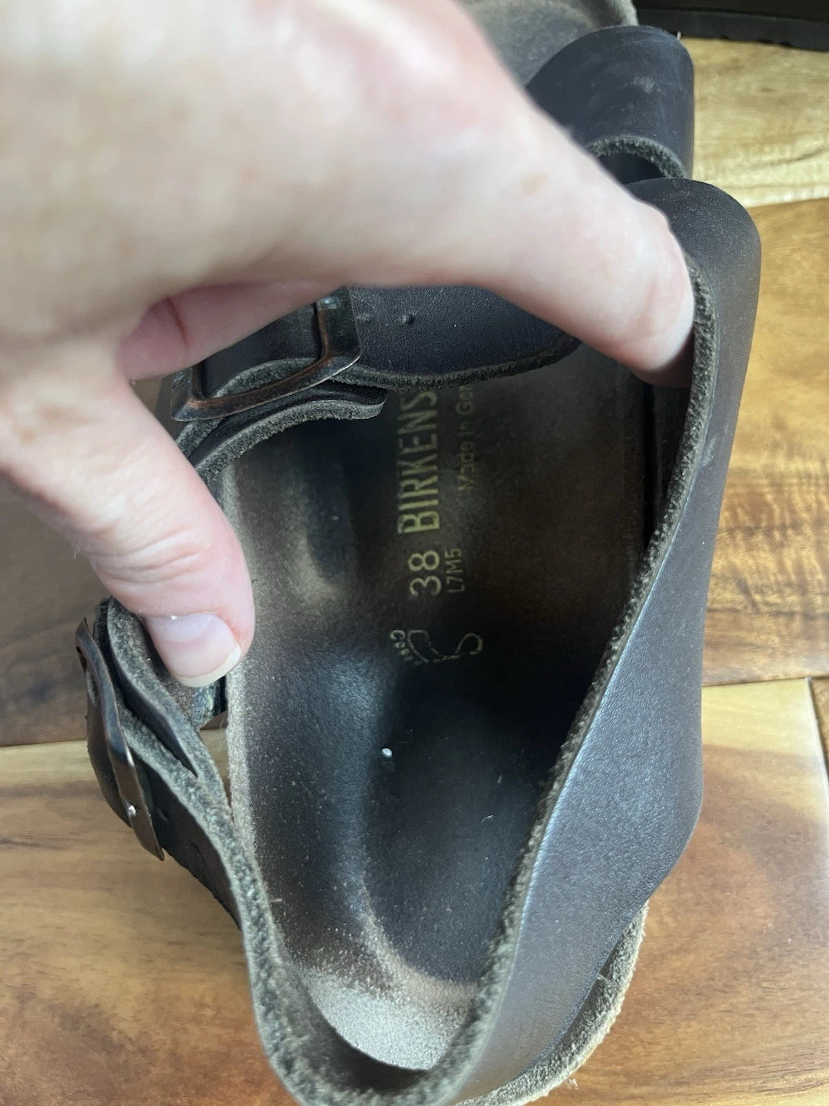 RARE🔥 Birkenstock Birki's Black Heel Strap Sandals Sz 38 L7 M5 Women's Milano