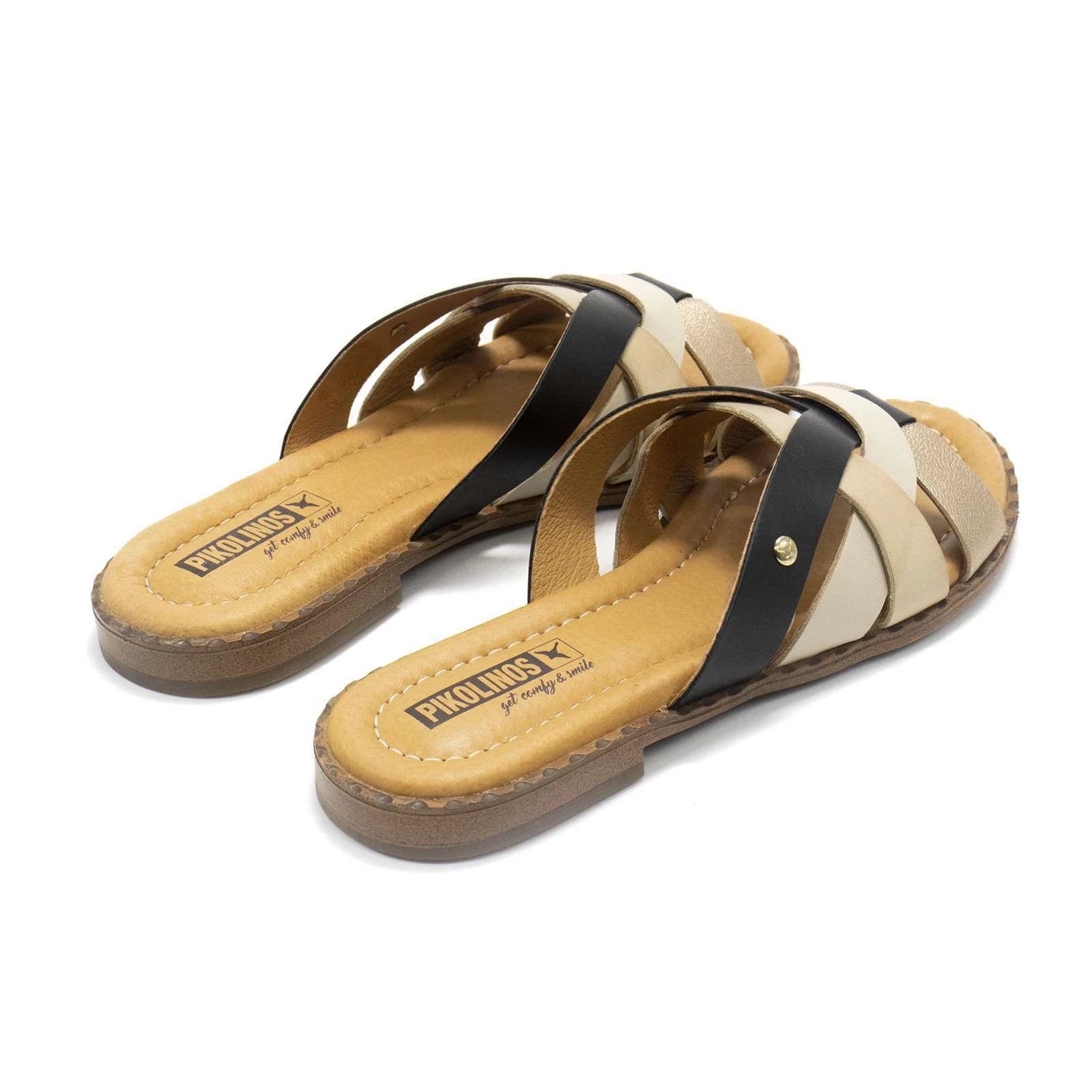 New Pikolinos Algar Leather Slide-On Strap-Design Women’s Flats
