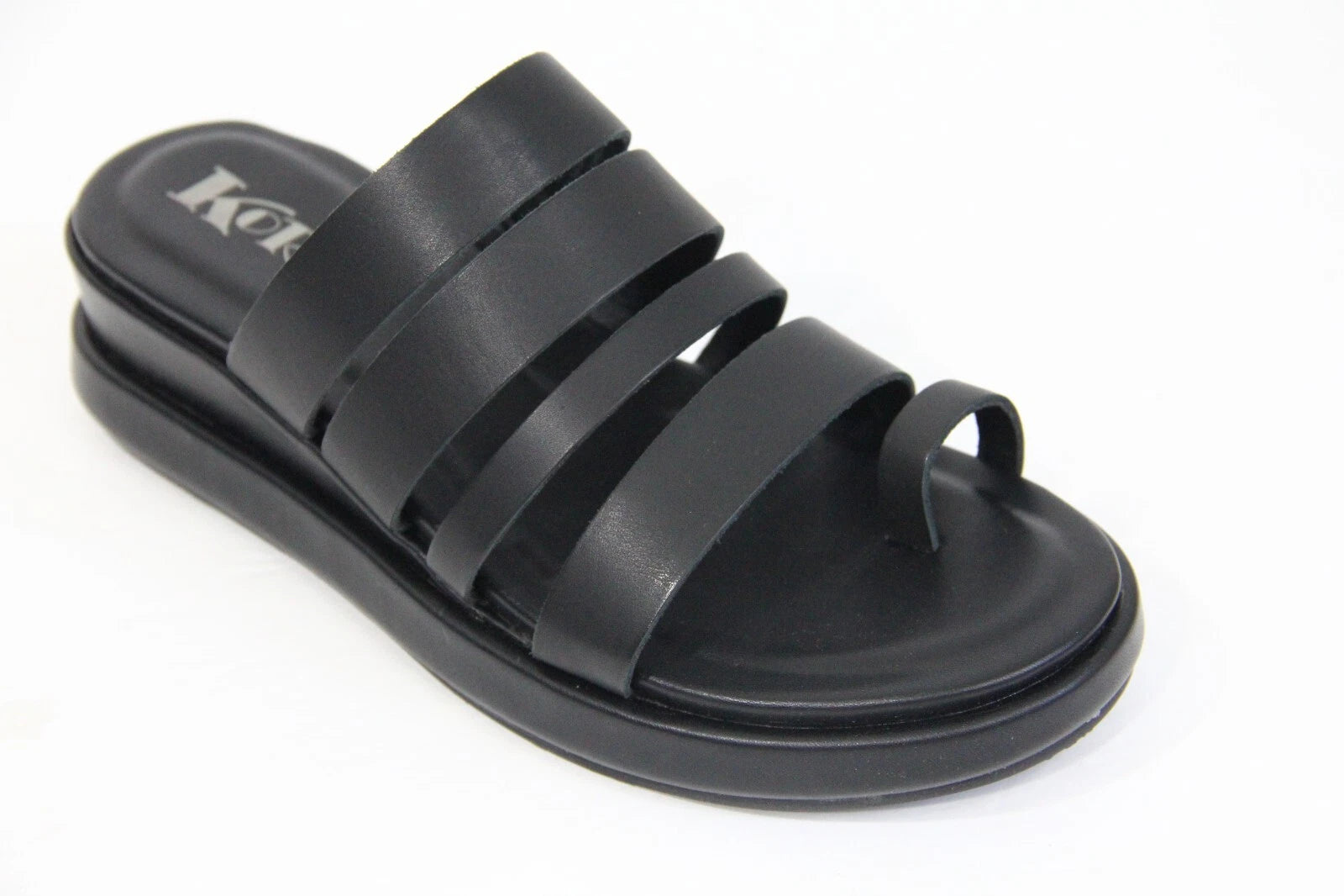 Korks Mya Sandals 6 New Women Wedge Heel Platform Shoe Y2K style Black Leather