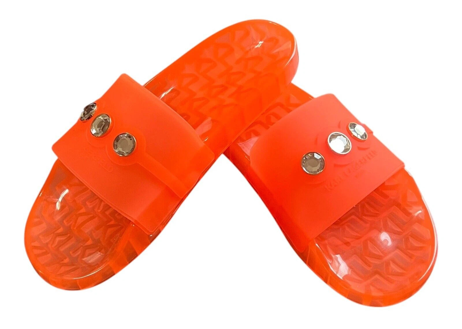 Karl Lagerfeld Paris Bijou Fashion Women's Slide Sandal Slipper Orange Size 10