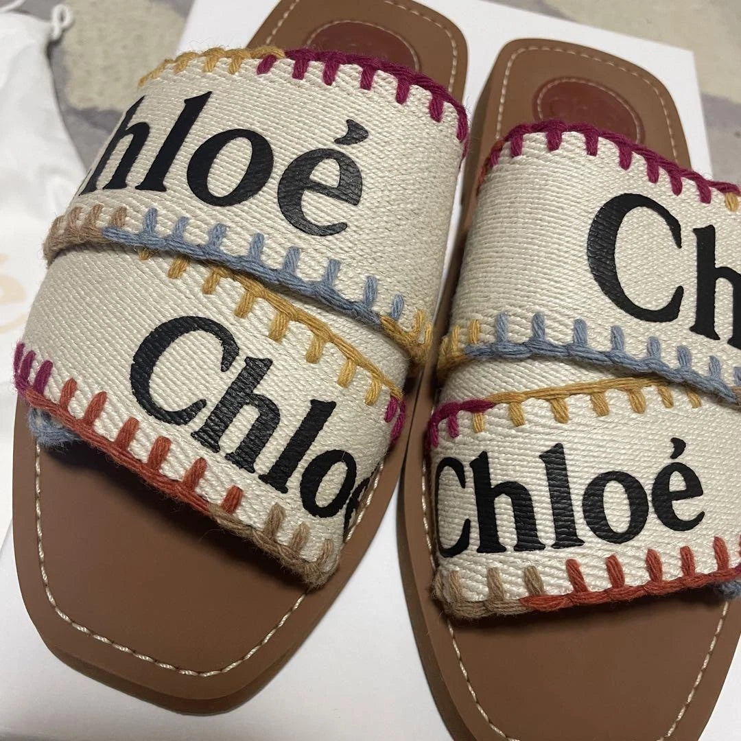 Chloe Sandals Logo Sandals Chloe WOODY SLIDES fashion women beach summer cute