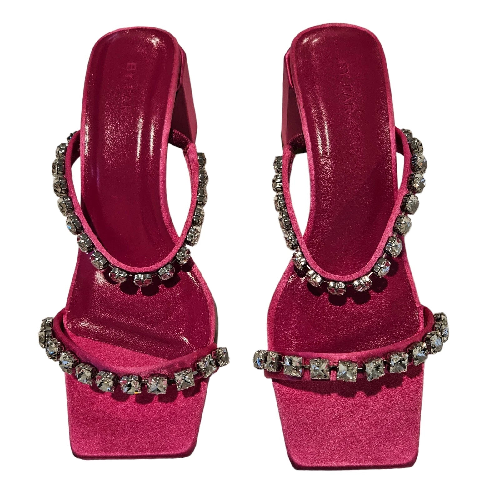 BY FAR Tanya Crystal Embellished Fuchsia Pink Mule Sandals 37 / Size 6 US $504