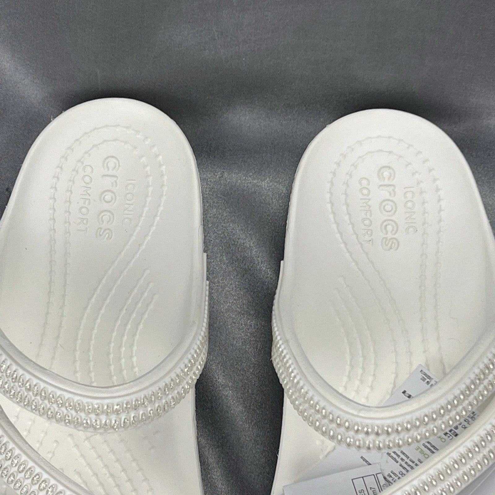 Crocs Kadee II Strappy Sandals Women's 7 White Jewels Summer Slides 211350-100