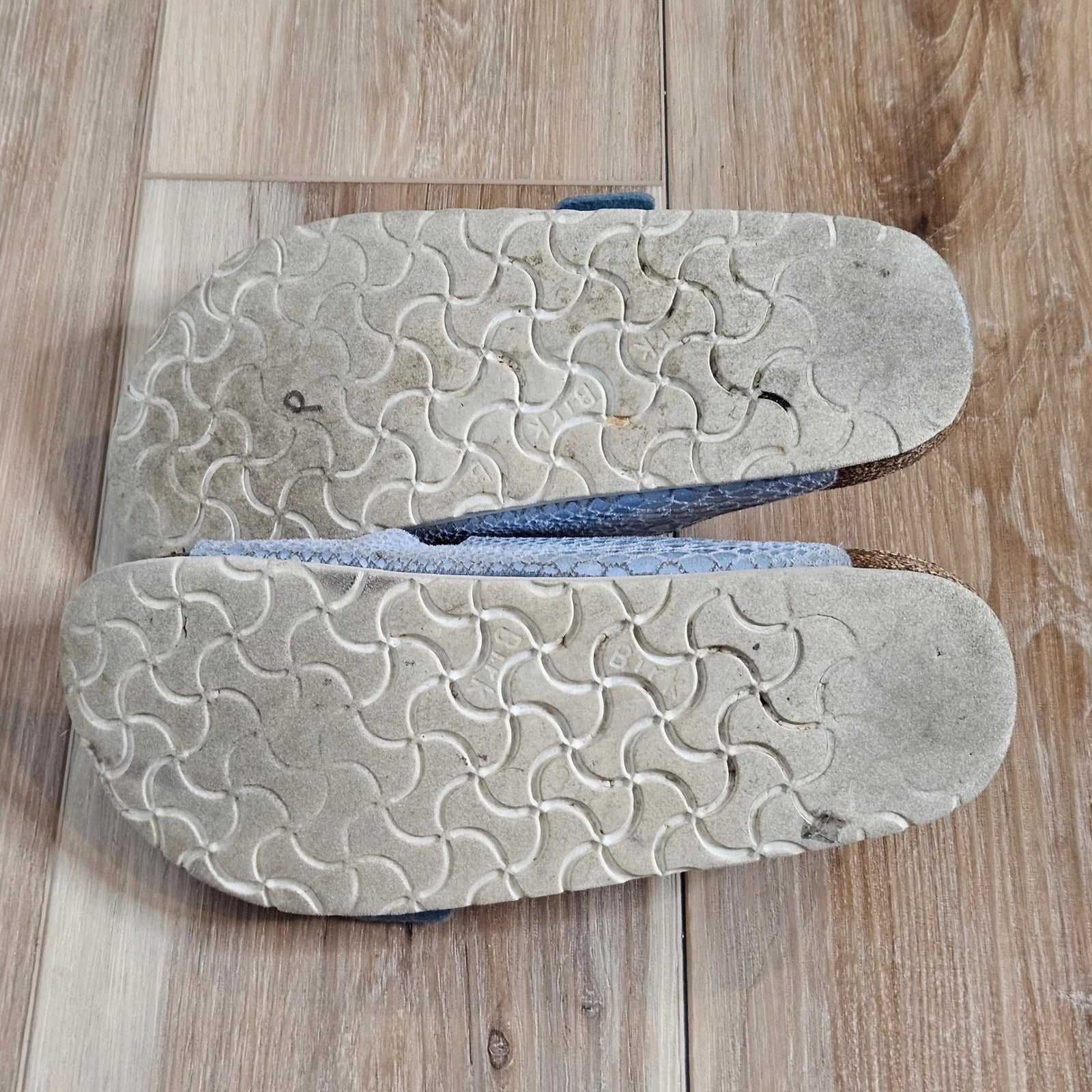 Birkenstock Arizona Sandals Women's EU 38 US 7 Blue Snake Embossed Leather