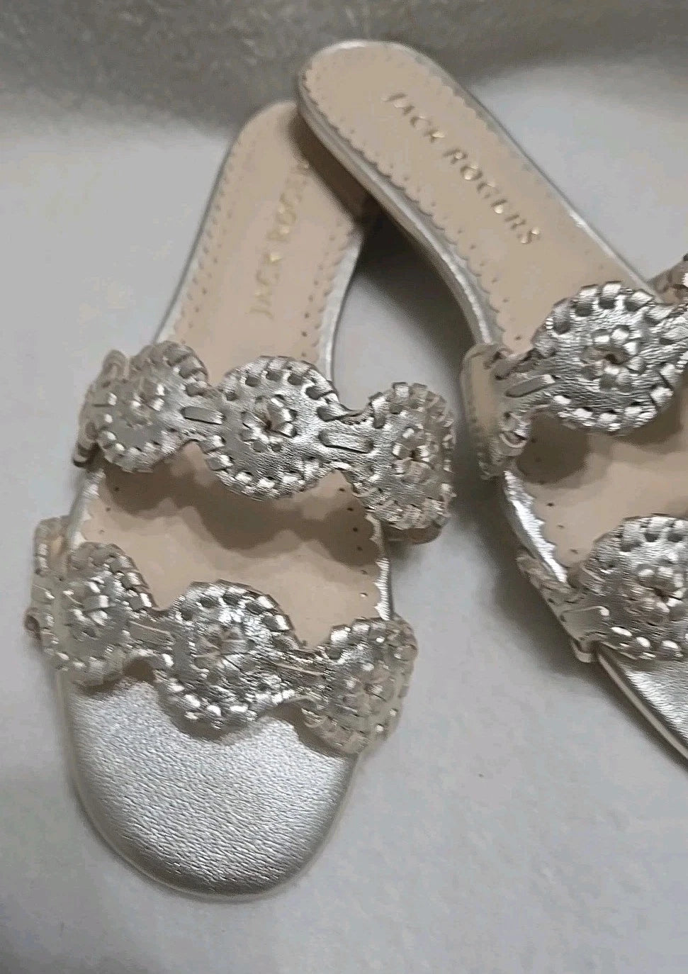 Jack Rogers Leather Slide Sandals Shoes Pale Gold  Women's Size 7M