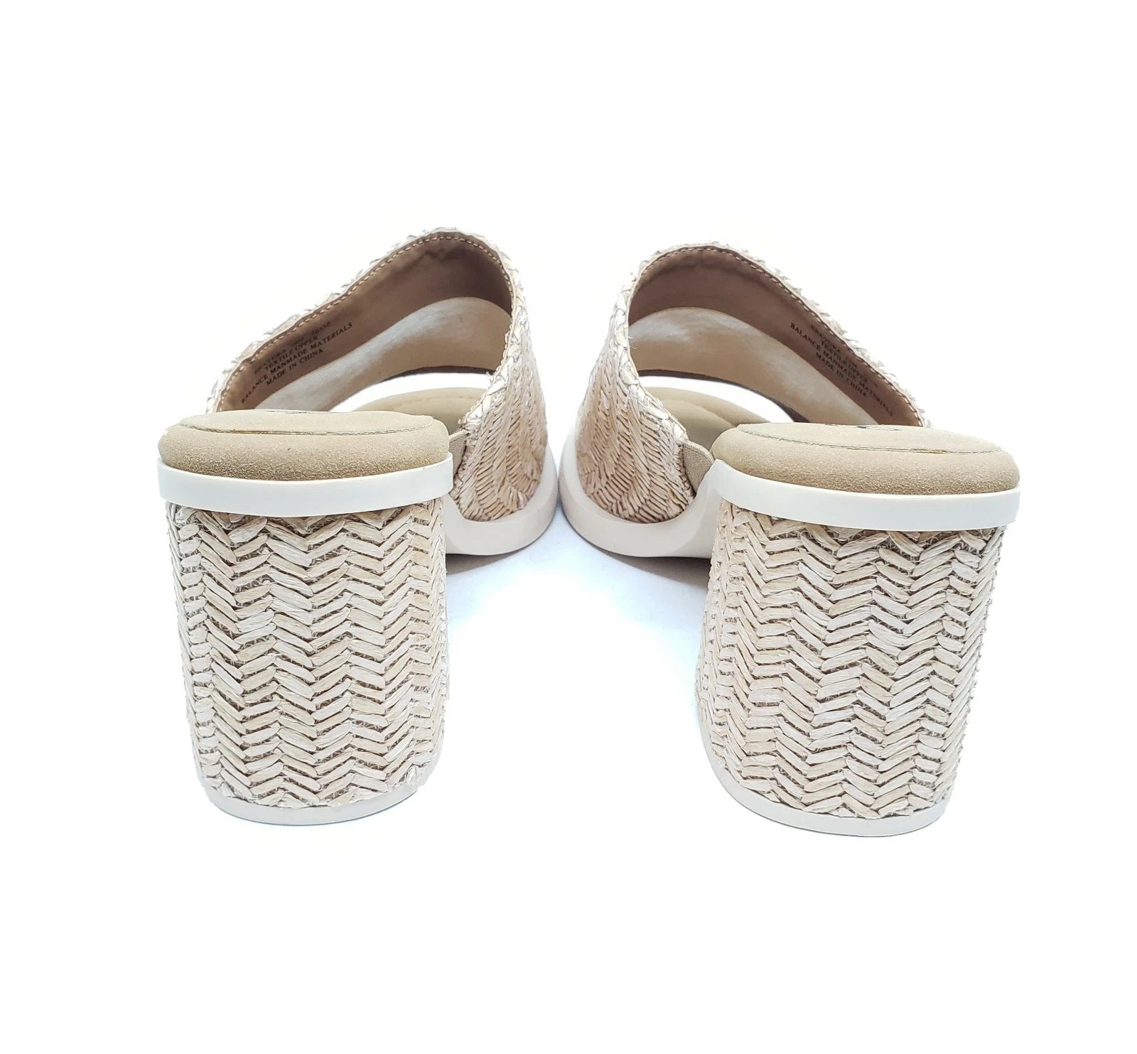 Bravura Woven Slide Sandals Natural Raffia Block Heel Womens Size 10M