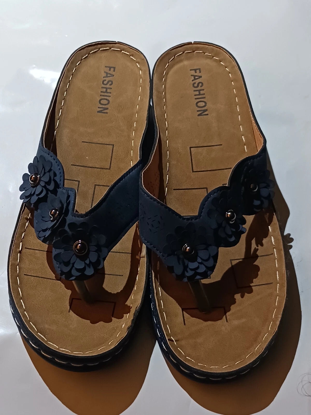 Fashion Blue super comfy platform slippers. Size 8.0/40