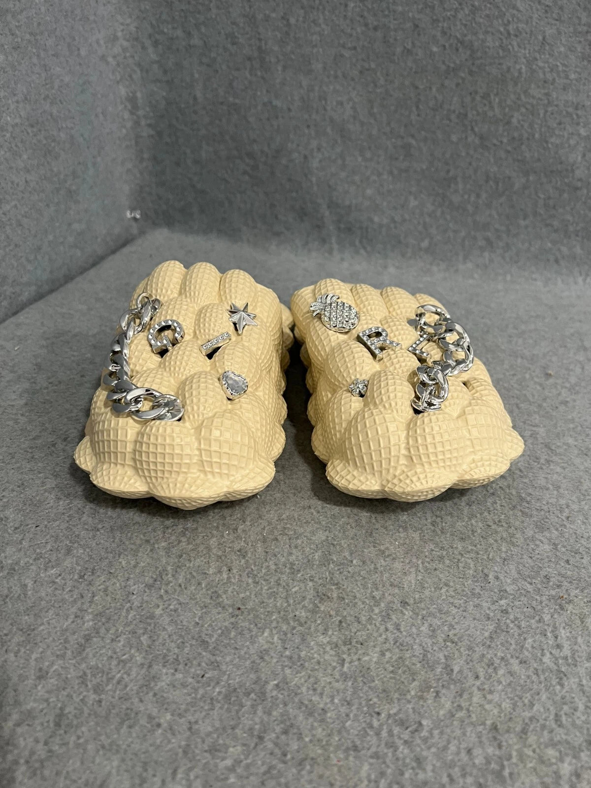 Shein Brand New Fashion Beige Slides Cloud Massage Charms Size 38/39