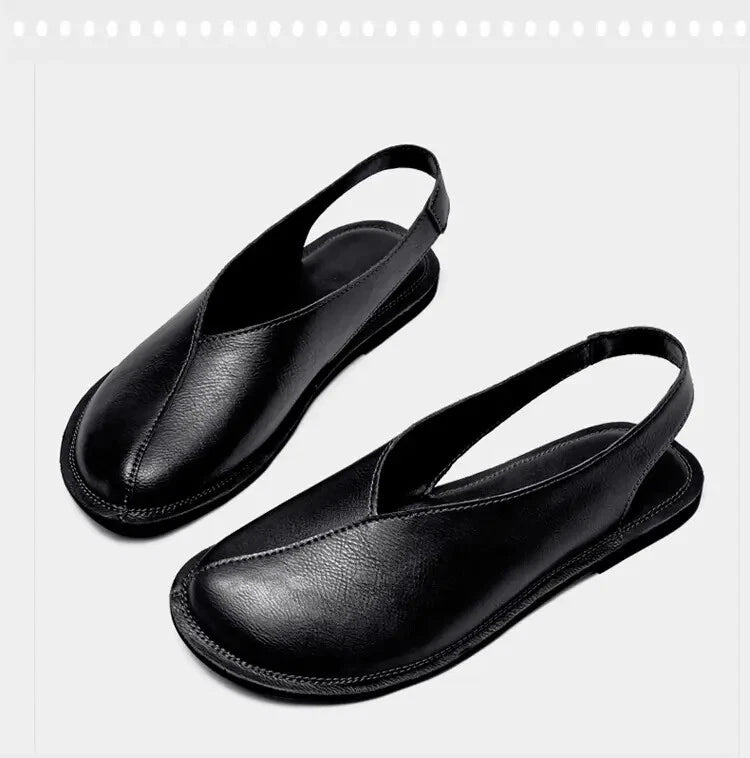 Mens Closed Toe Slingback Sandal Fashion PU Leather Formal business shoes Summer