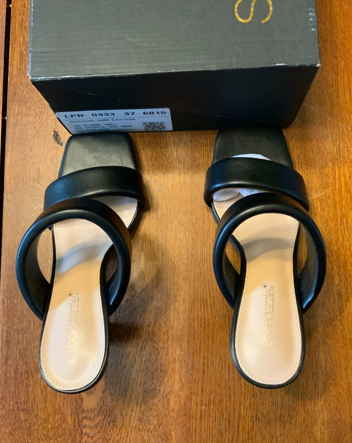 ShoeDazzle Women's Amora Heeled Sandal, Style#HD2354776, Size 7, Black Caviar