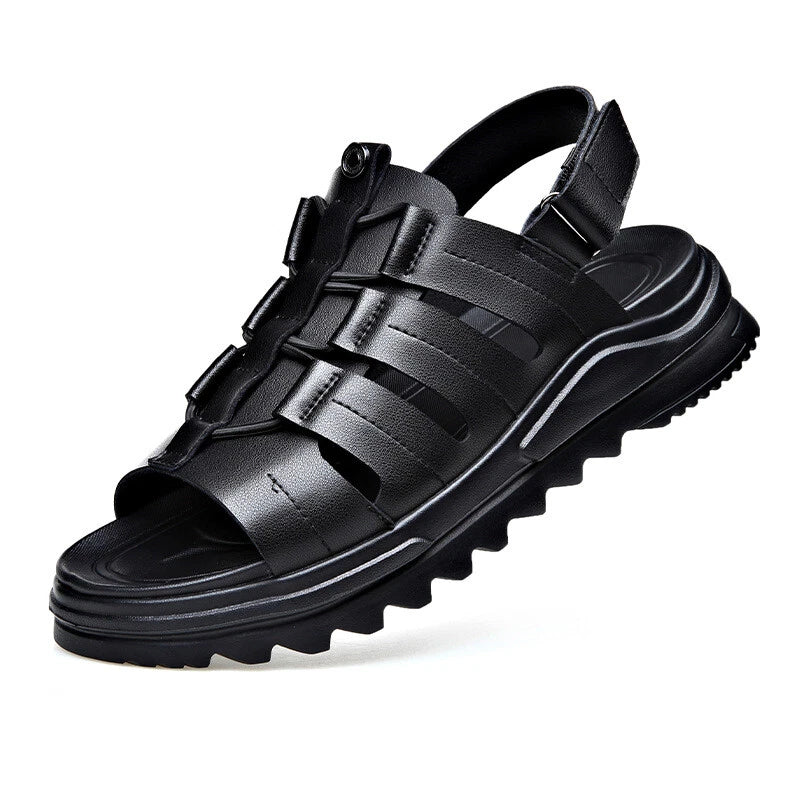 Men's Roman Sandals Leather Flat Open Toe Shoes Beach Summer Outdoor Casual 2025