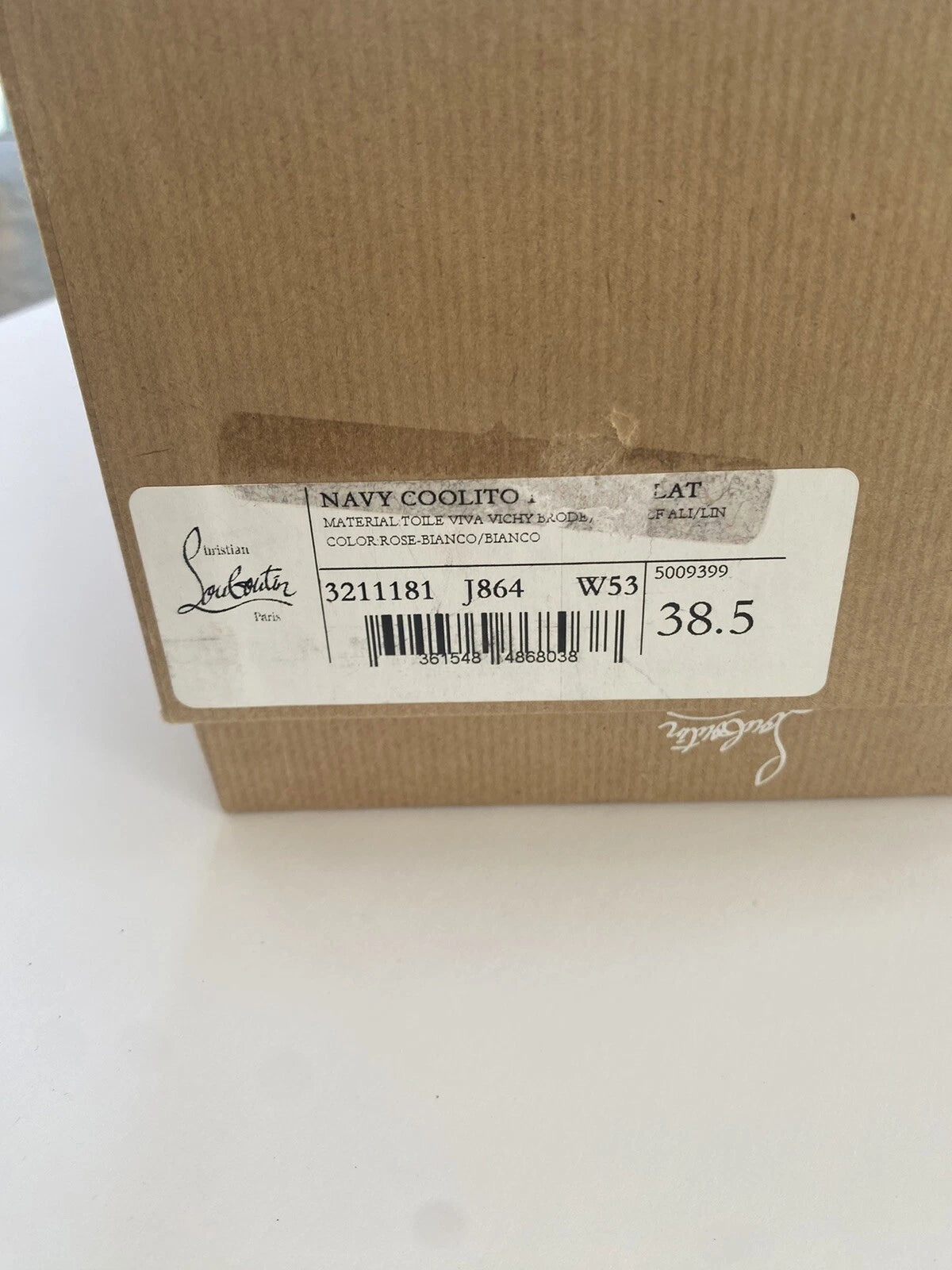 Christian Louboutin NAVY COOLITO Check Mules Slippers Slides Sandals  38.5 $750