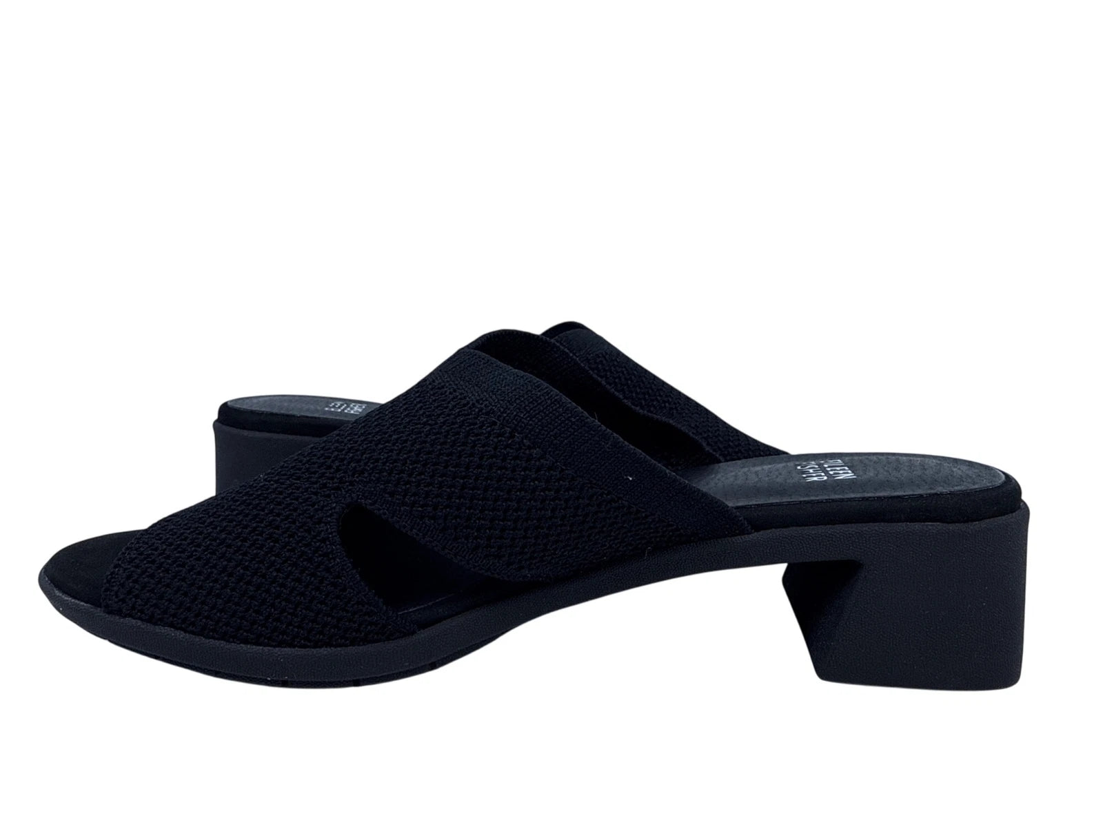 Eileen Fisher Womens Naja Stretch Knit Block Heel Slide Sandals 8.5 M Black