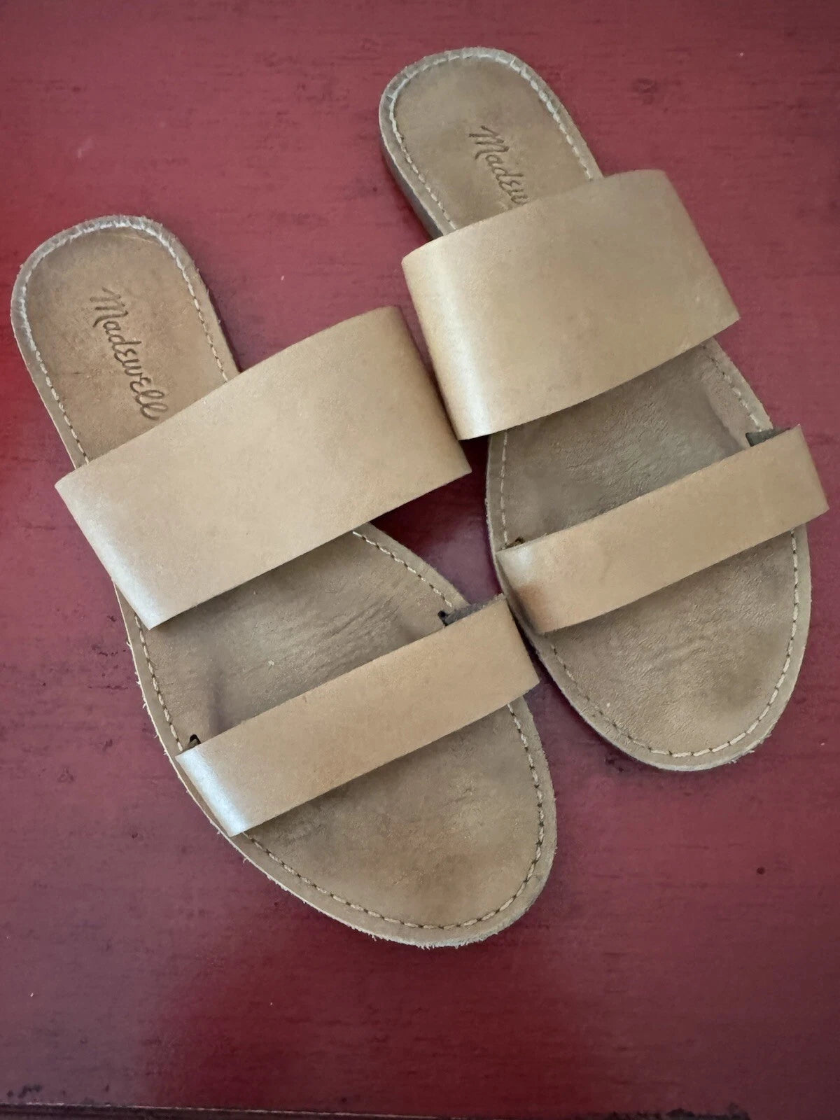 Madewell Charley Double-Strap Slide Sandals Desert Camel Brown Women's Size 8