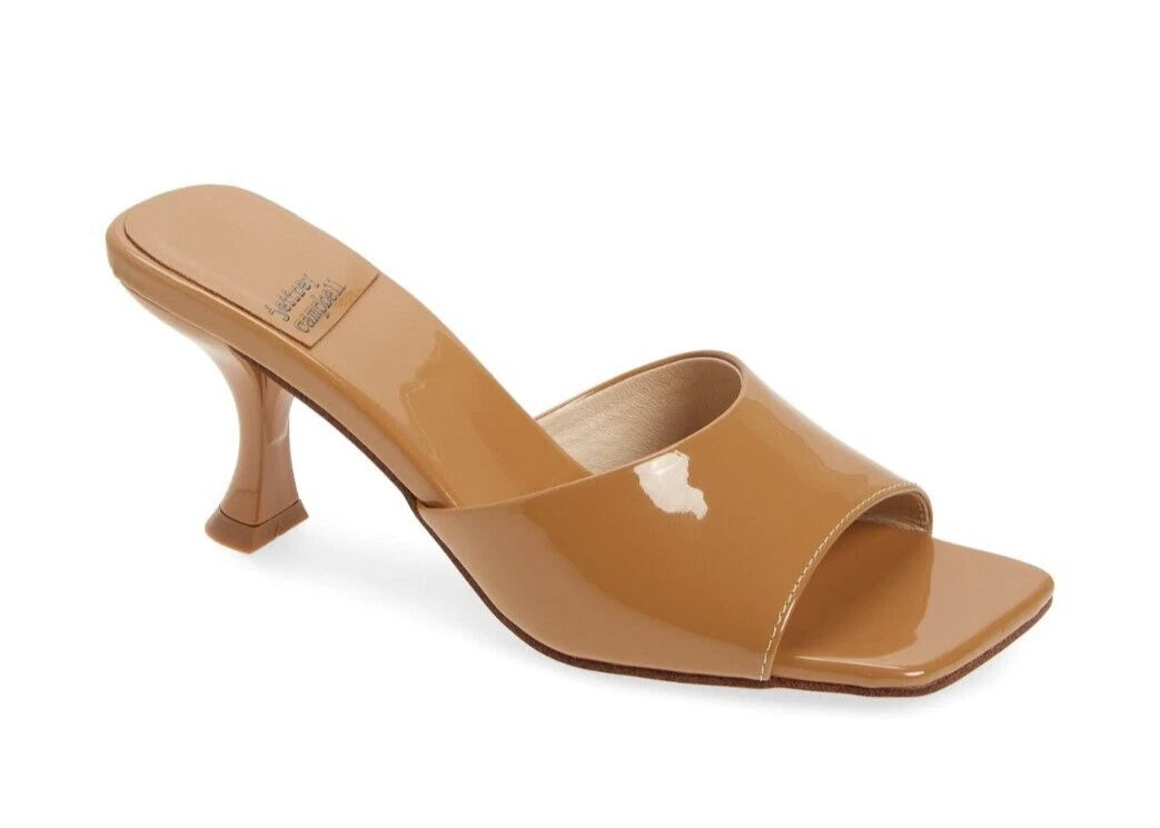 Jeffrey Campbell Mr-Big Slide Sandal in Dark Nude Patent, Size 5.5