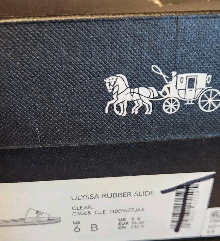 Coach C3068 Ulyssa Women Size 6 Rubber Jelly Slides Sandals Slip On New with Box