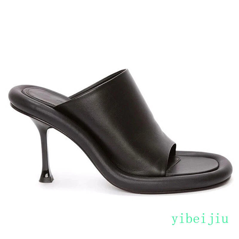 Summer Women's High Spool Heel Mules Dress Slides Slippers Party Sandals Fashion