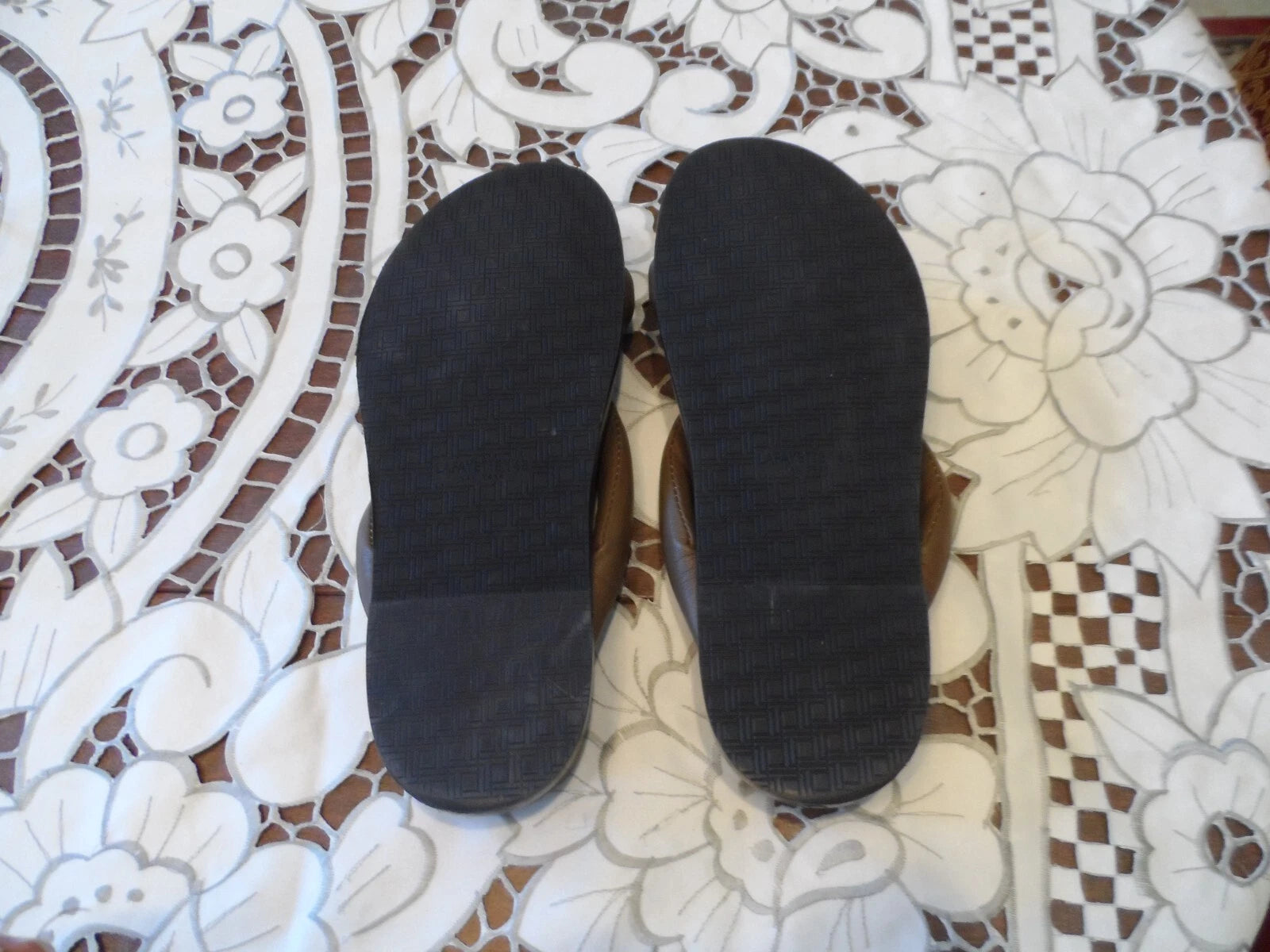 Lafayette 148 New York Brown lamb Leather Quilted Knotted Slide Sandals Size 7M