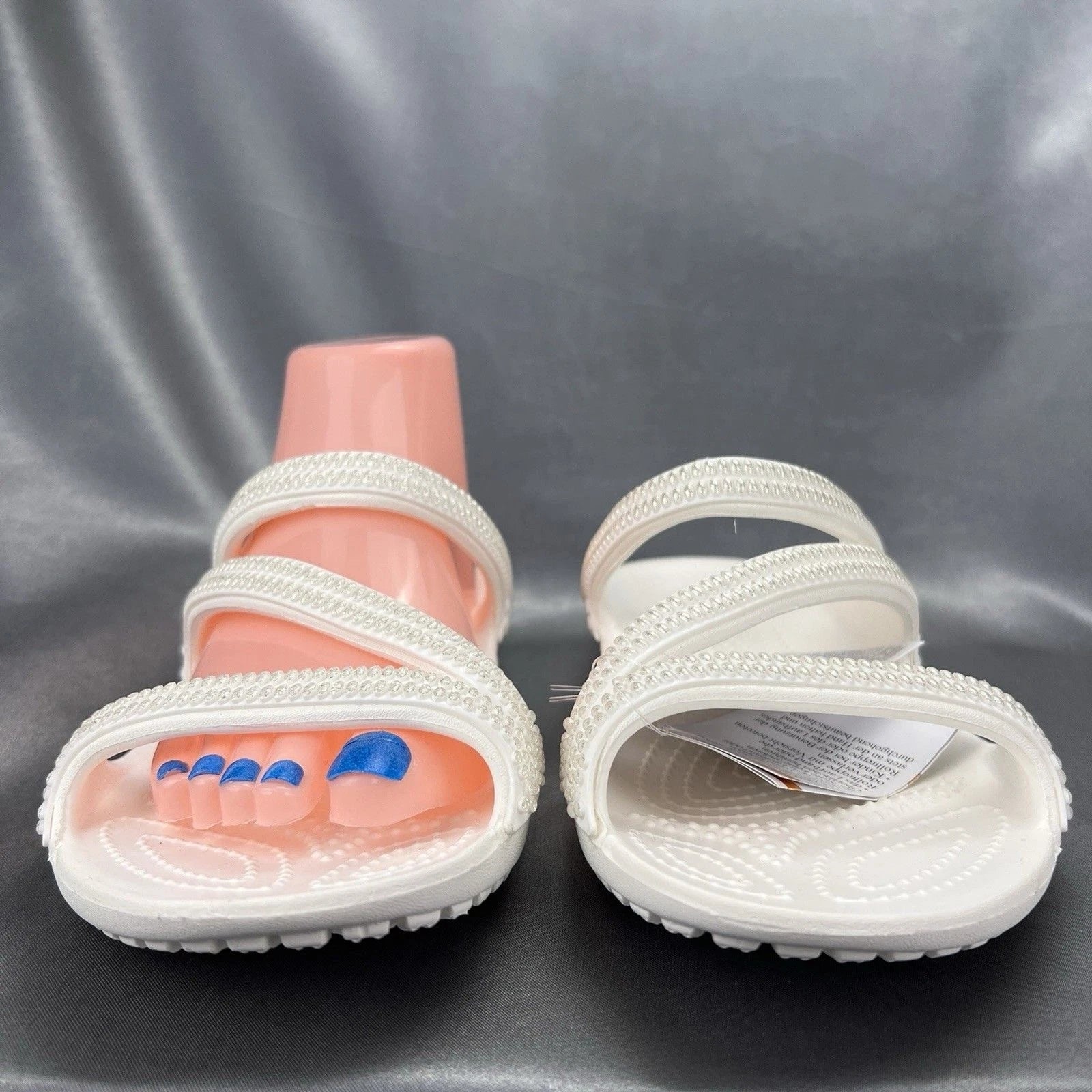 Crocs Kadee II Strappy Sandals Women's 7 White Jewels Summer Slides 211350-100