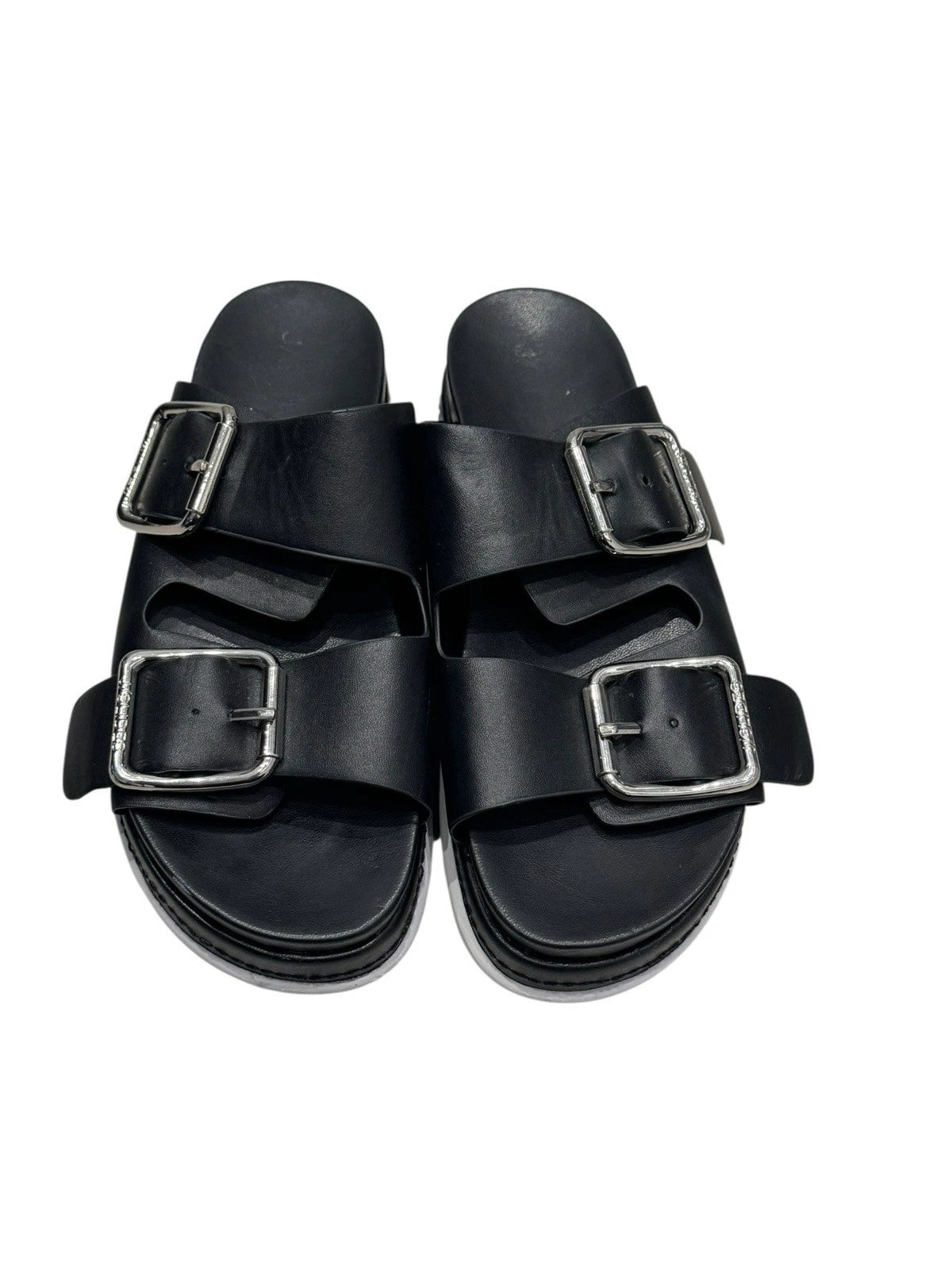 J Slides NYC Black Platform Double Strap Slide Sandals Womens Size 6M