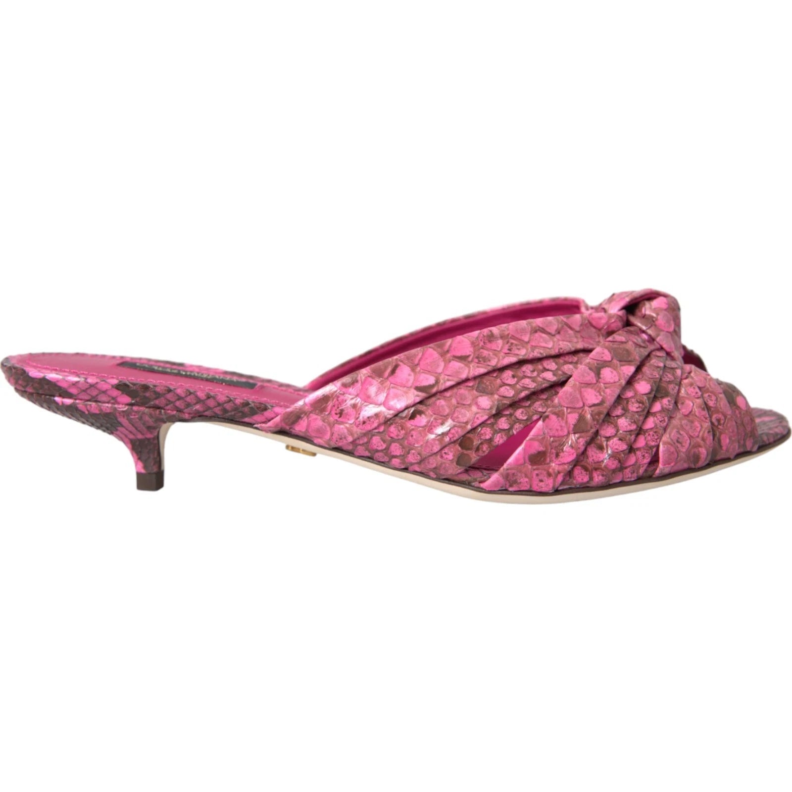 DOLCE & GABBANA Shoes Pink Python Leather Kitten Heels Slides EU37/US6.5 1200usd