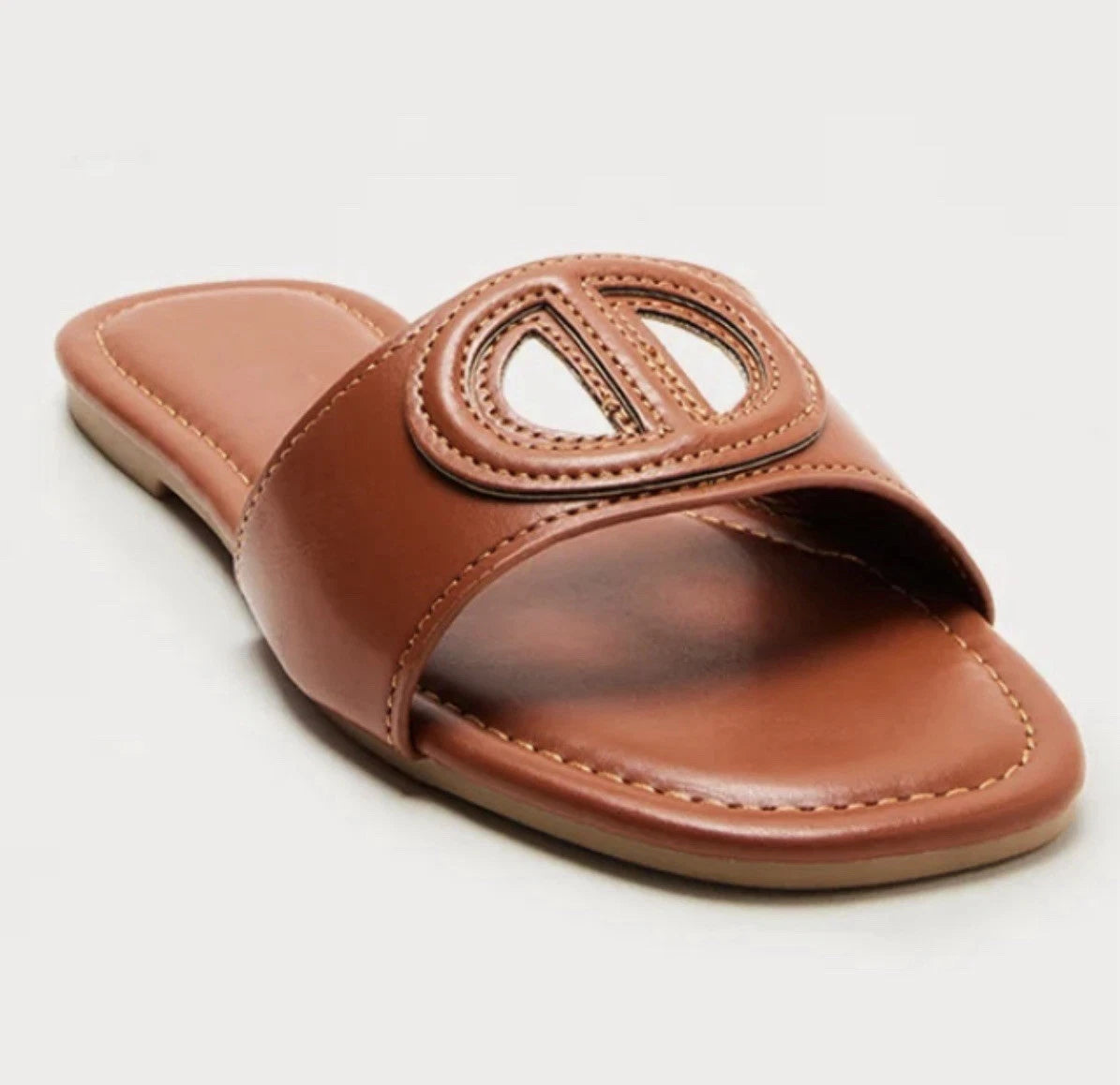 NWT Brown Flat Sandals Slides 7.5