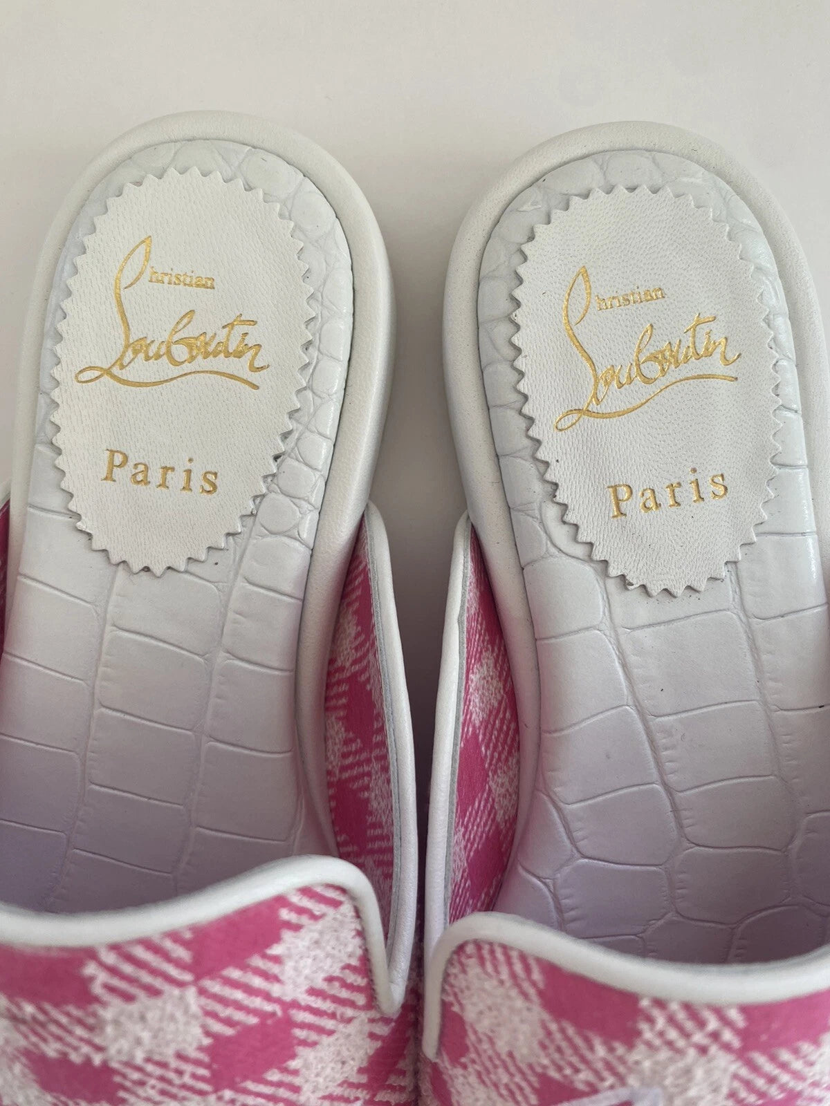 Christian Louboutin NAVY COOLITO Check Mules Slippers Slides Sandals  38.5 $750