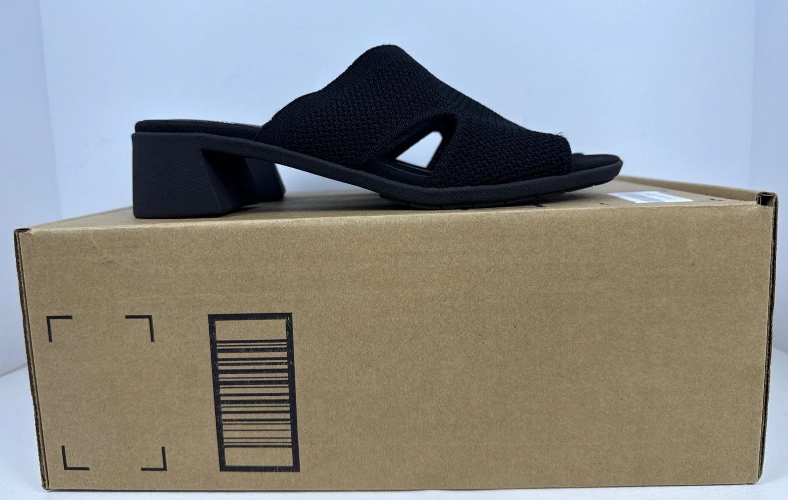 Eileen Fisher Womens Naja Stretch Knit Block Heel Slide Sandals 8.5 M Black