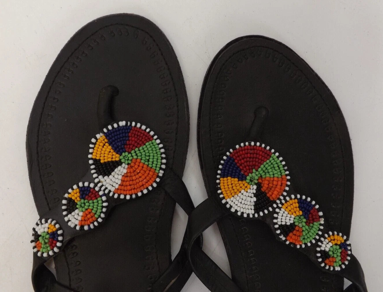 Maasai African style beaded sandals thongs flip flops - size 39