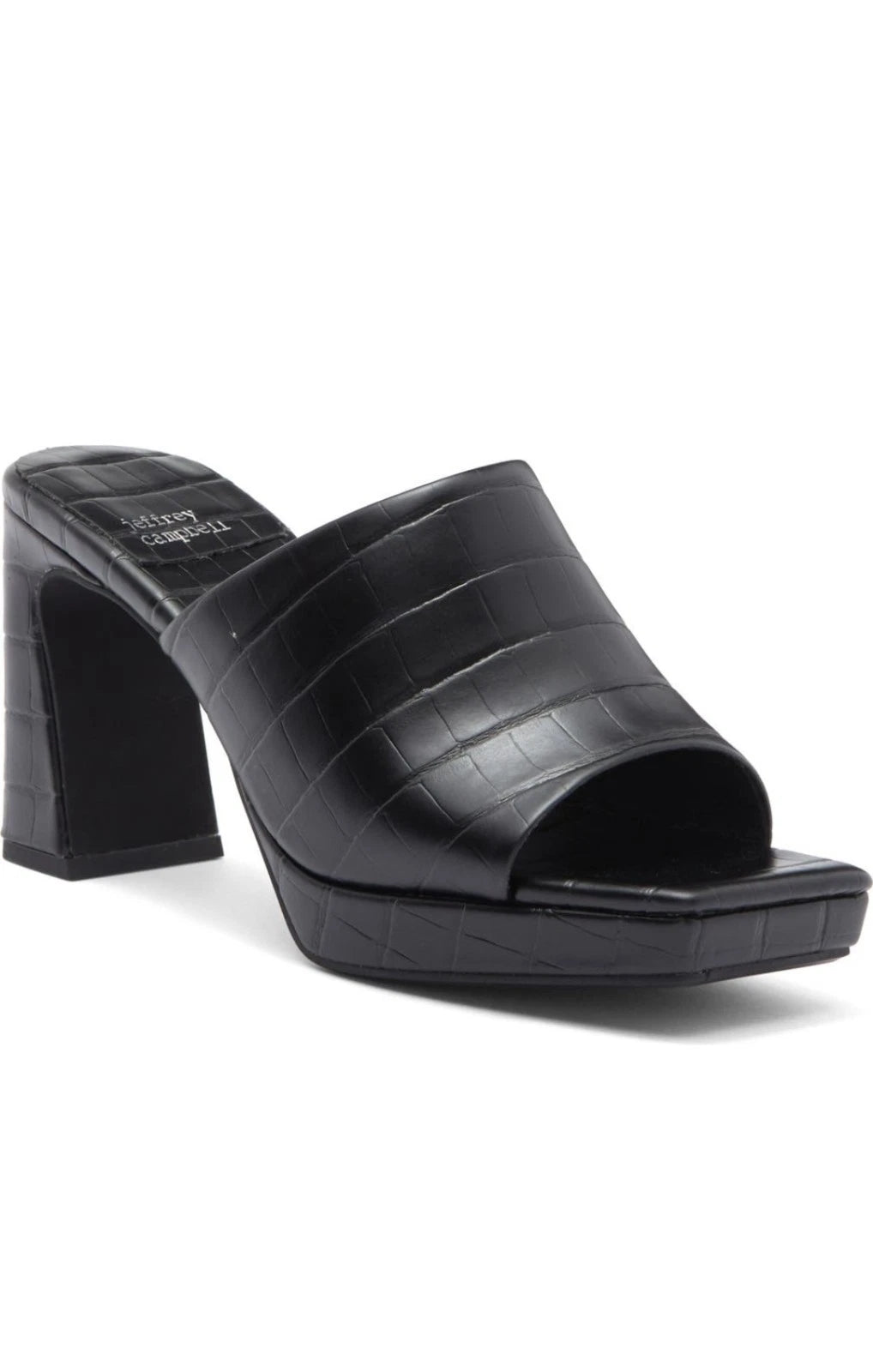 Jeffrey Campbell Women’s Sz 7 Black Leather Caviar Platform Slide  Ret $139.95