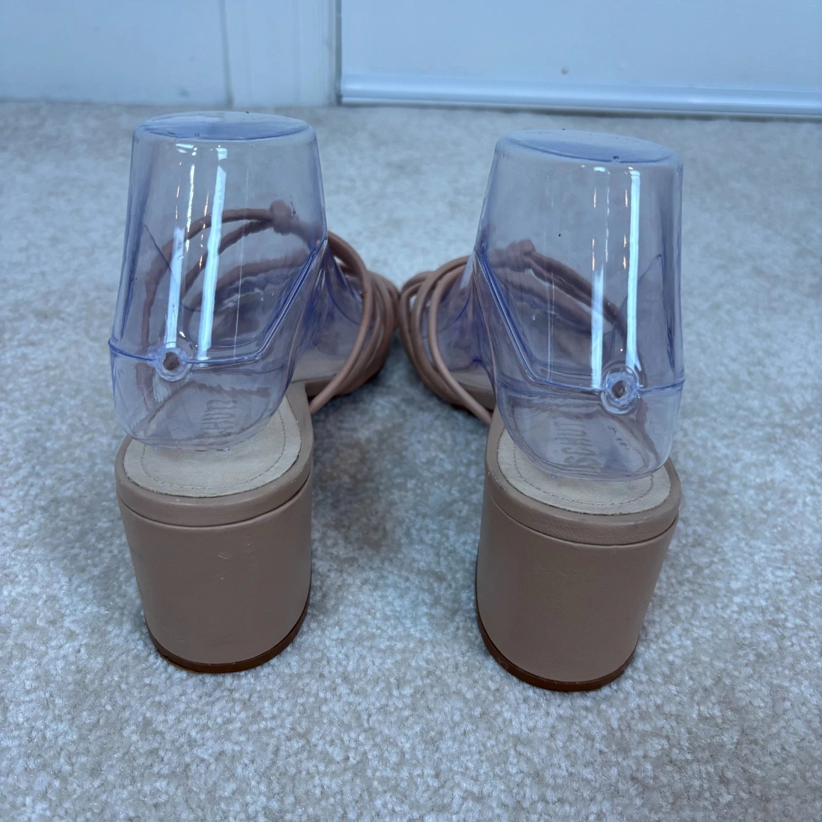 Schutz Princey Strappy Block Heel Slide Sandals Leather Size 9