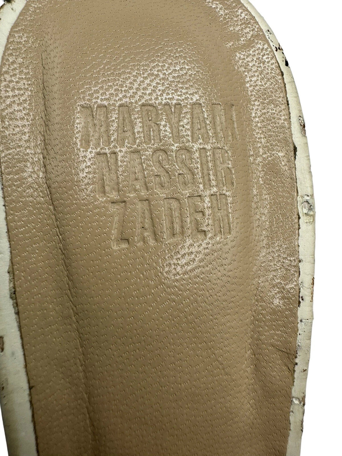 Maryam Nassir Zadeh Wedge Heel Slip On Sandal Burch White EU Size 37.5 US Size 7