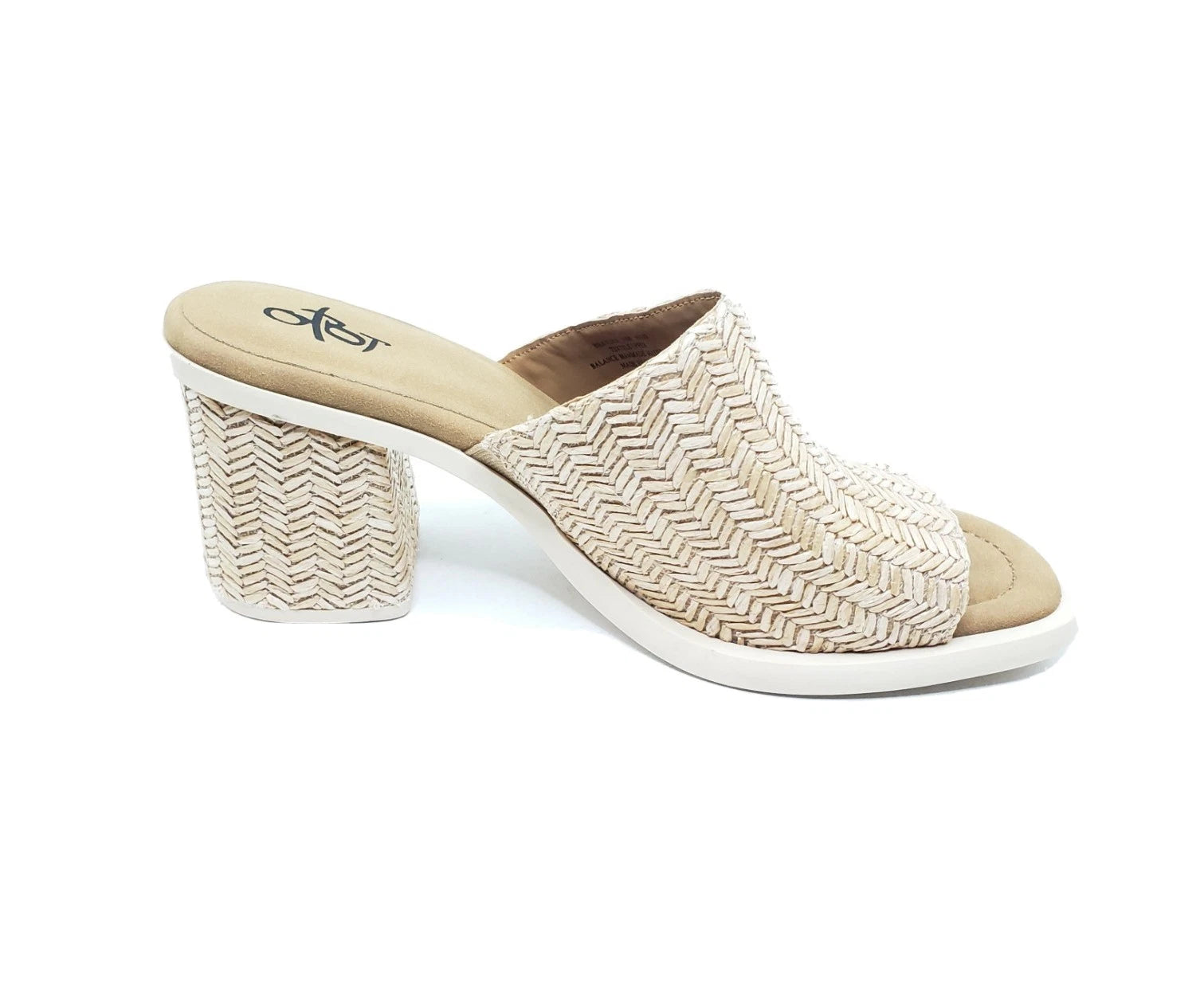 Bravura Woven Slide Sandals Natural Raffia Block Heel Womens Size 10M