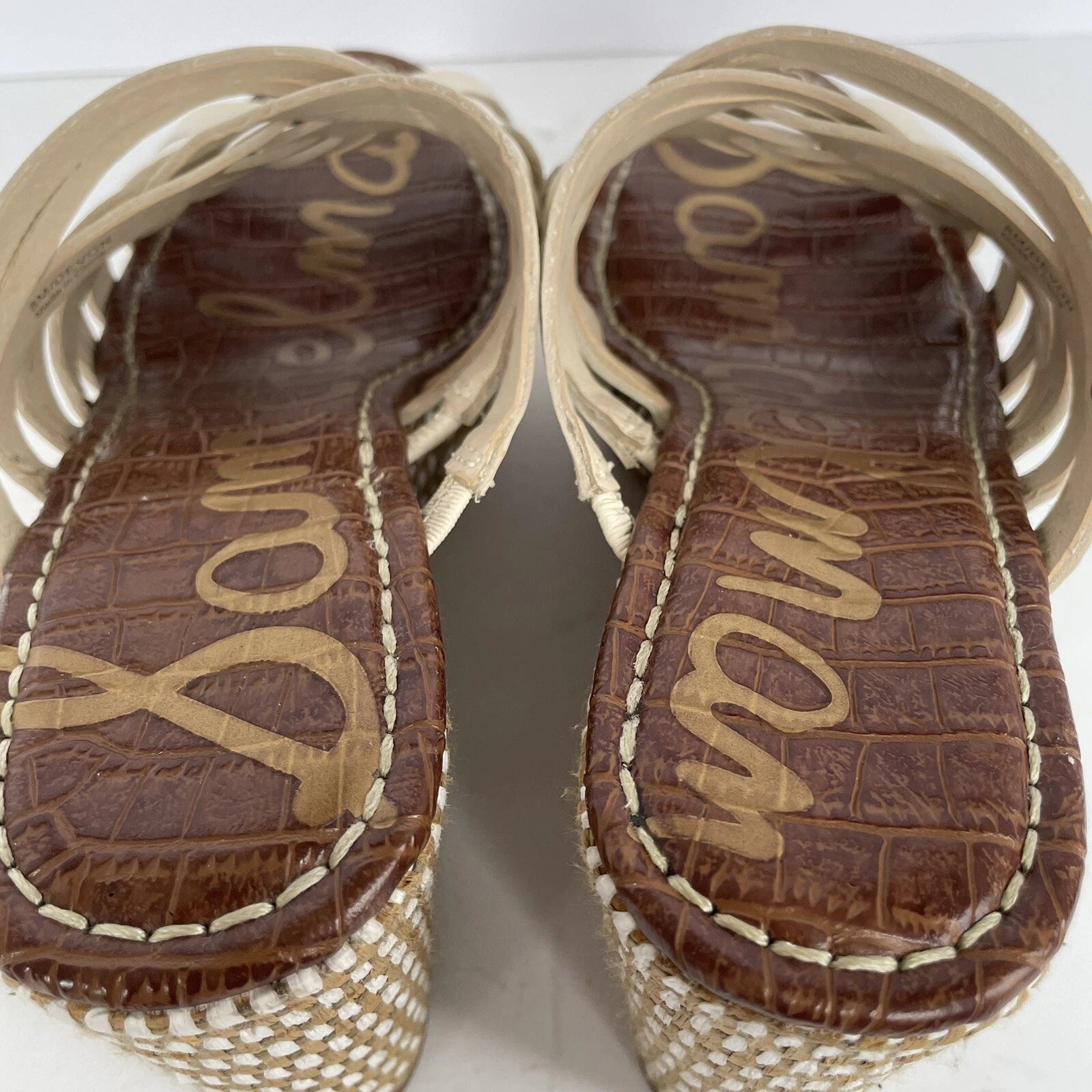 Sam Edelman DEVON Wedge Sandal Size 8M Modern Ivory Strappy Platform Slide Shoes