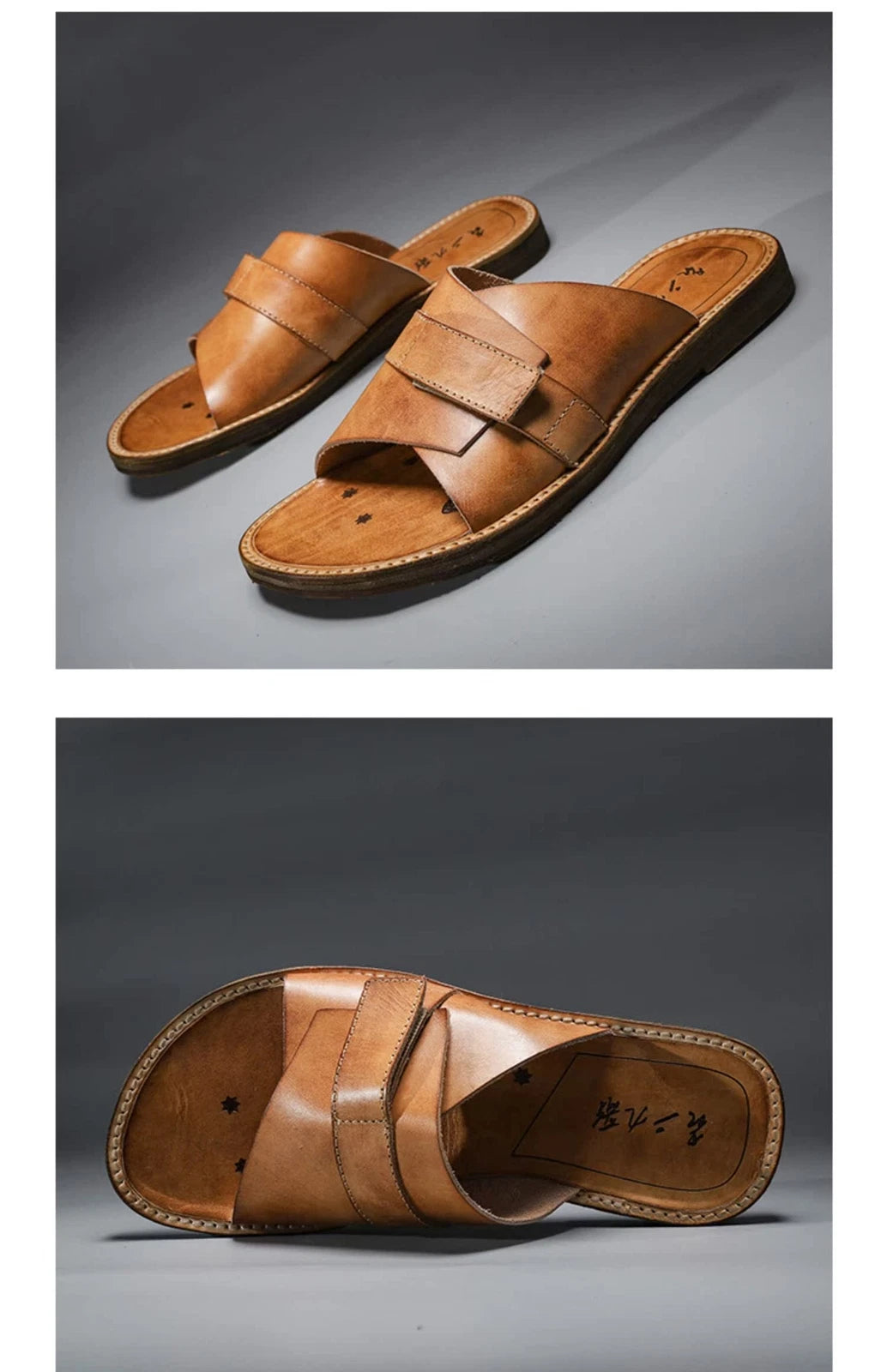 Roman Style Mens Women Real Leather Open Toe Slipper Sandals Flats Shoes Outdoor