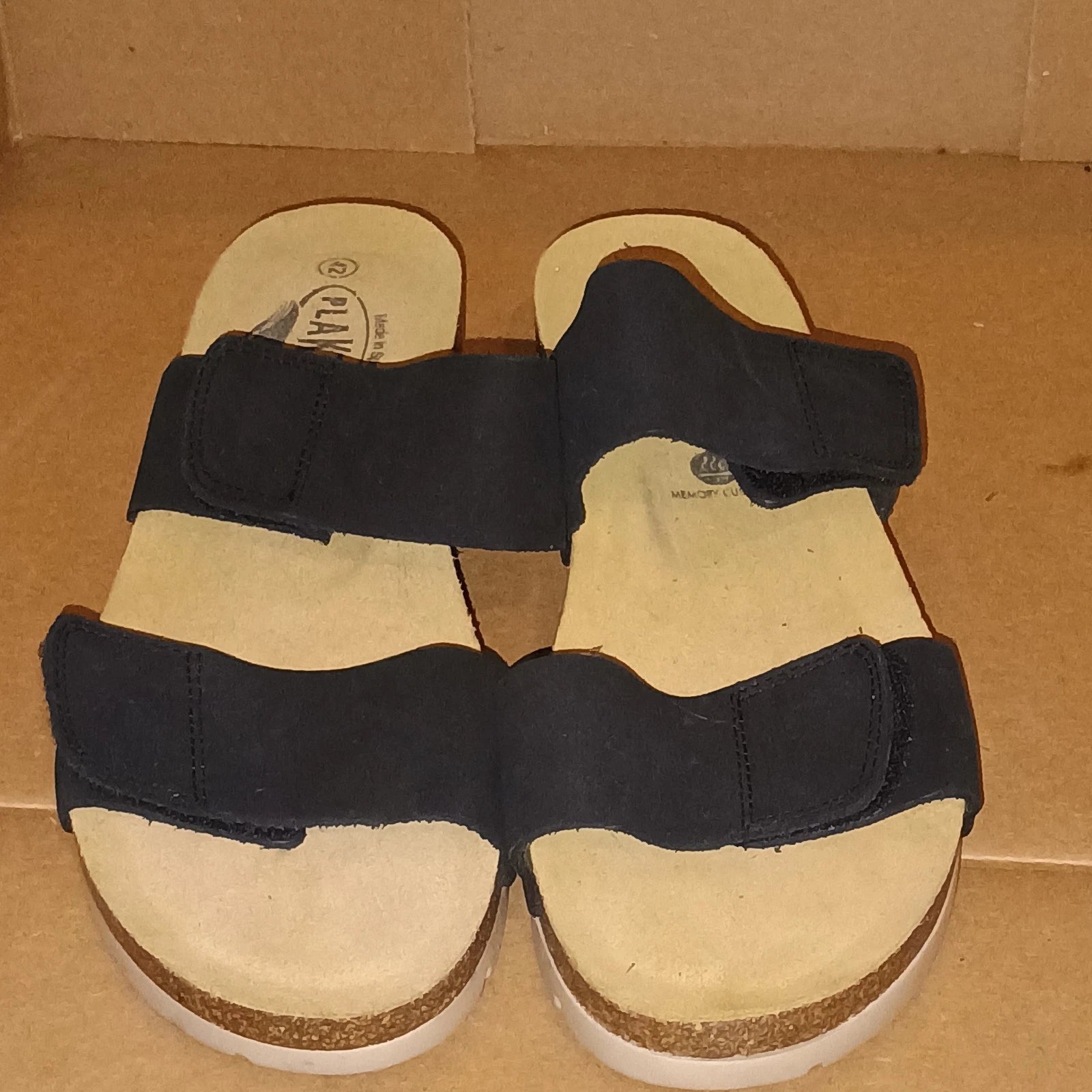 Plakton Women’s Sandals Size 11 Black Cork Footbed Adjustable Memory Cushion