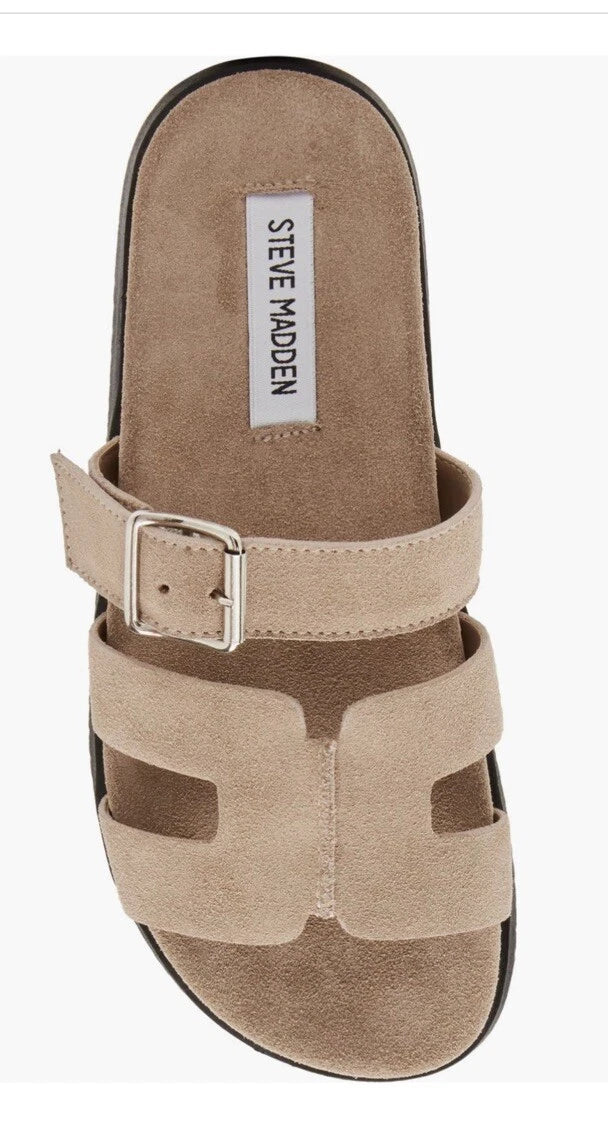 Steve Madden Mayven Suede Slide Sandals Taupe SIze 9.5