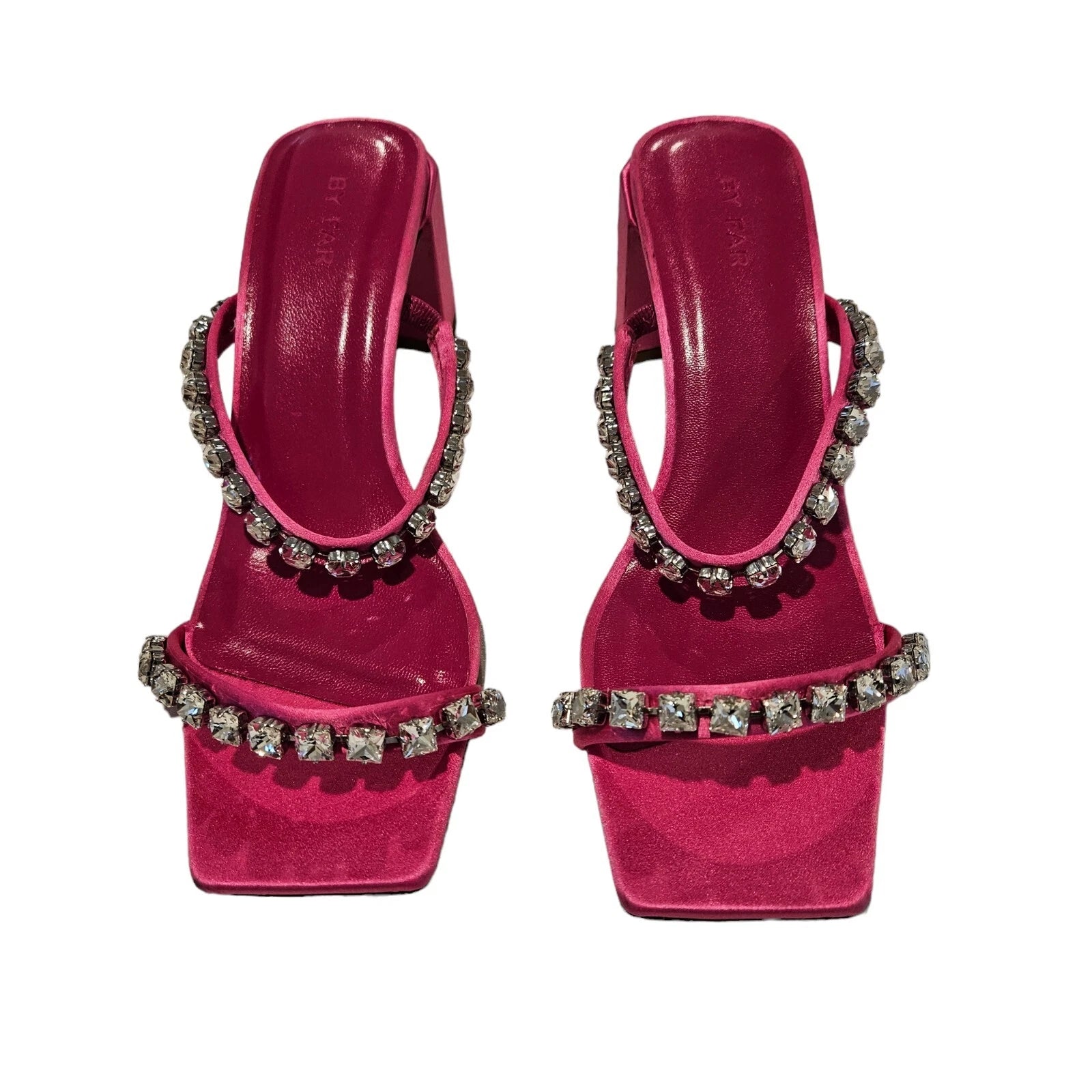BY FAR Tanya Crystal Embellished Fuchsia Pink Mule Sandals 37 / Size 6 US $504