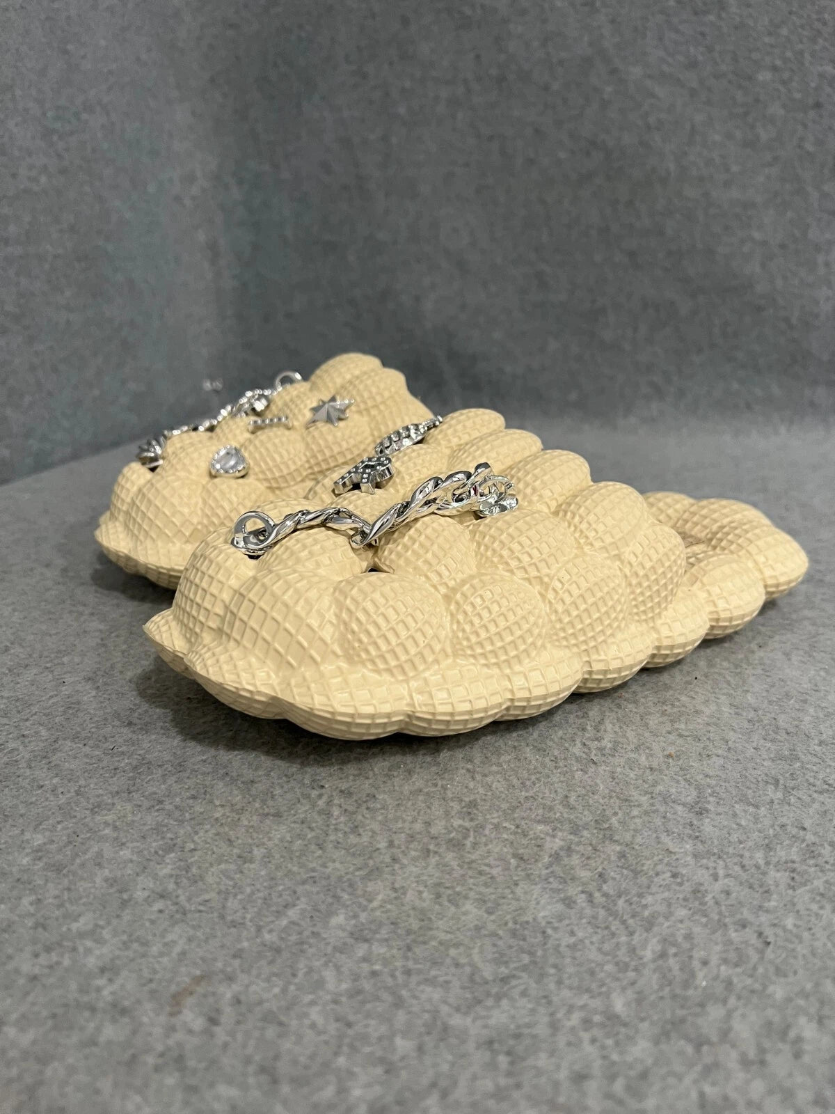 Shein Brand New Fashion Beige Slides Cloud Massage Charms Size 38/39