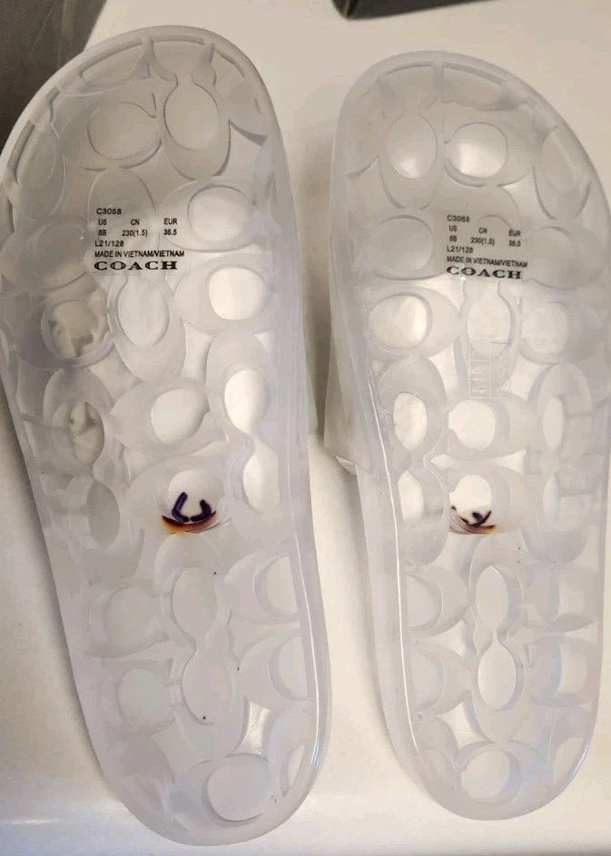 Coach C3068 Ulyssa Women Size 6 Rubber Jelly Slides Sandals Slip On New with Box